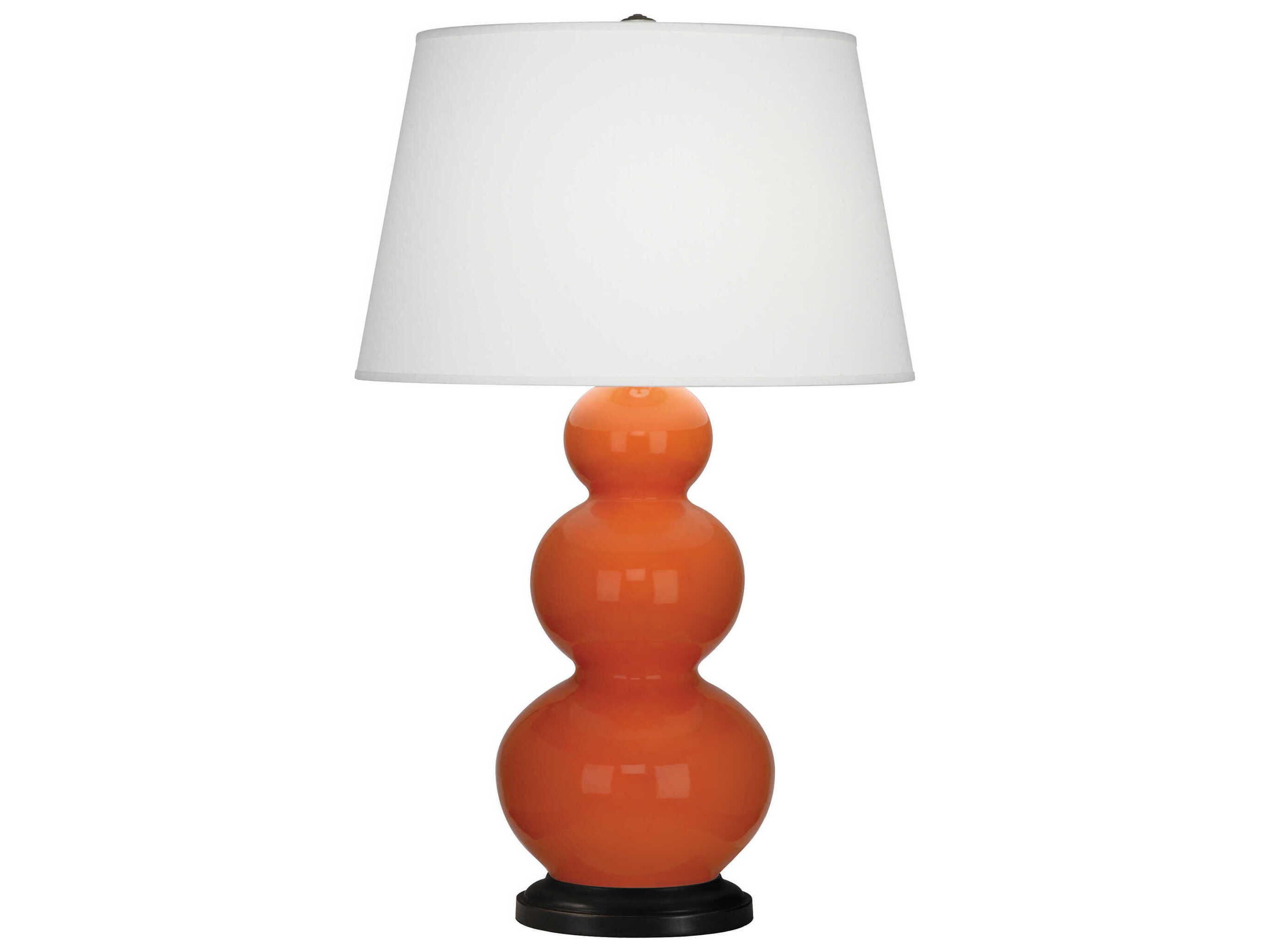 Robert Abbey Triple Gourd Pumpkin Glazed Orange Buffet Lamp