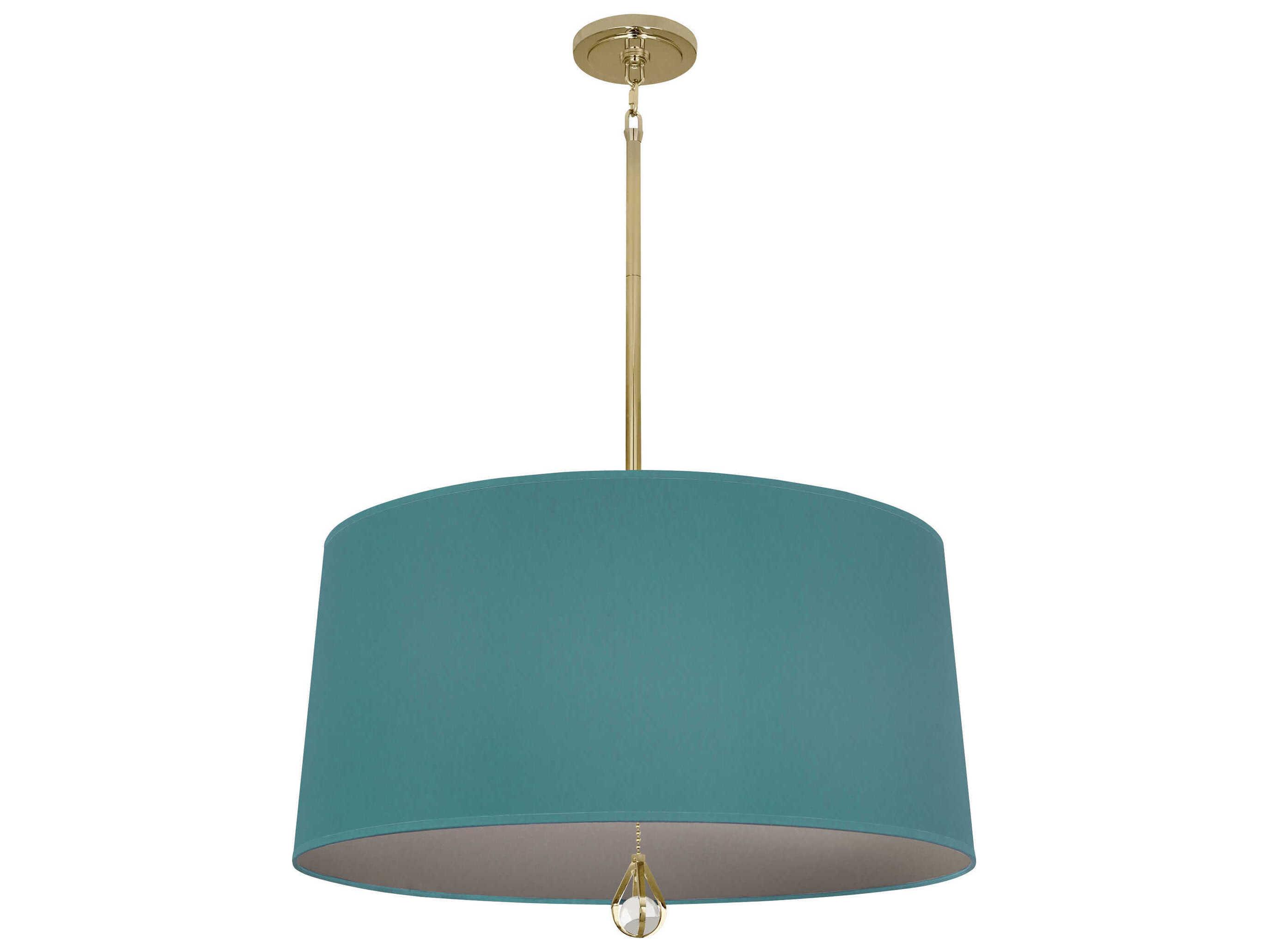Robert Abbey Williamsburg Custis 3-Light Mayo Teal Carter Gray Green Drum Pendant