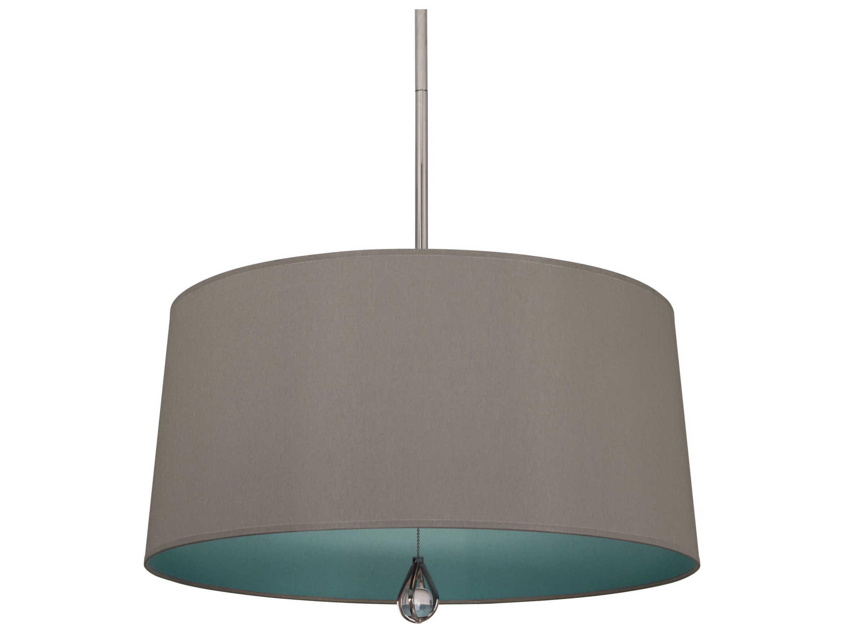 Robert Abbey Williamsburg Custis 3-Light Carter Gray Mayo Teal Drum Pendant
