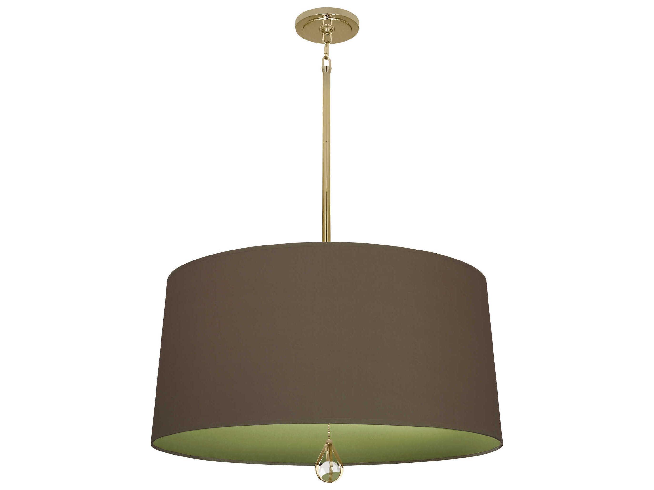 Robert Abbey Williamsburg Custis 3-Light Revolutionary Storm Parrot Green Brown Drum Pendant