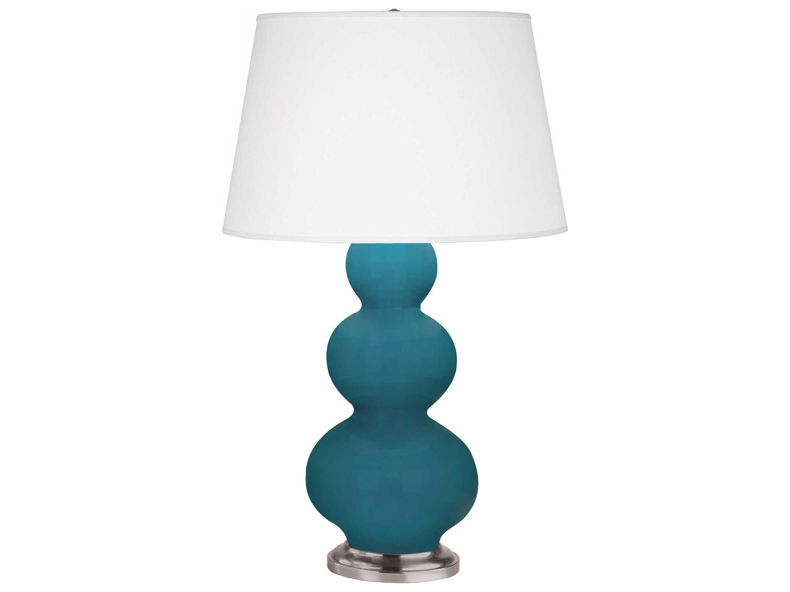 Robert Abbey Triple Gourd Peacock Glazed Blue Buffet Lamp