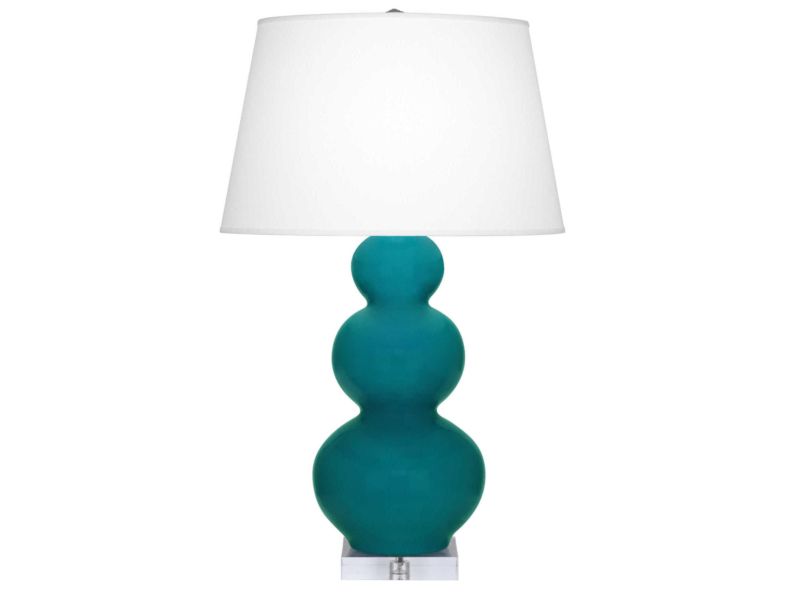 Robert Abbey Triple Gourd Peacock Glazed Blue Buffet Lamp