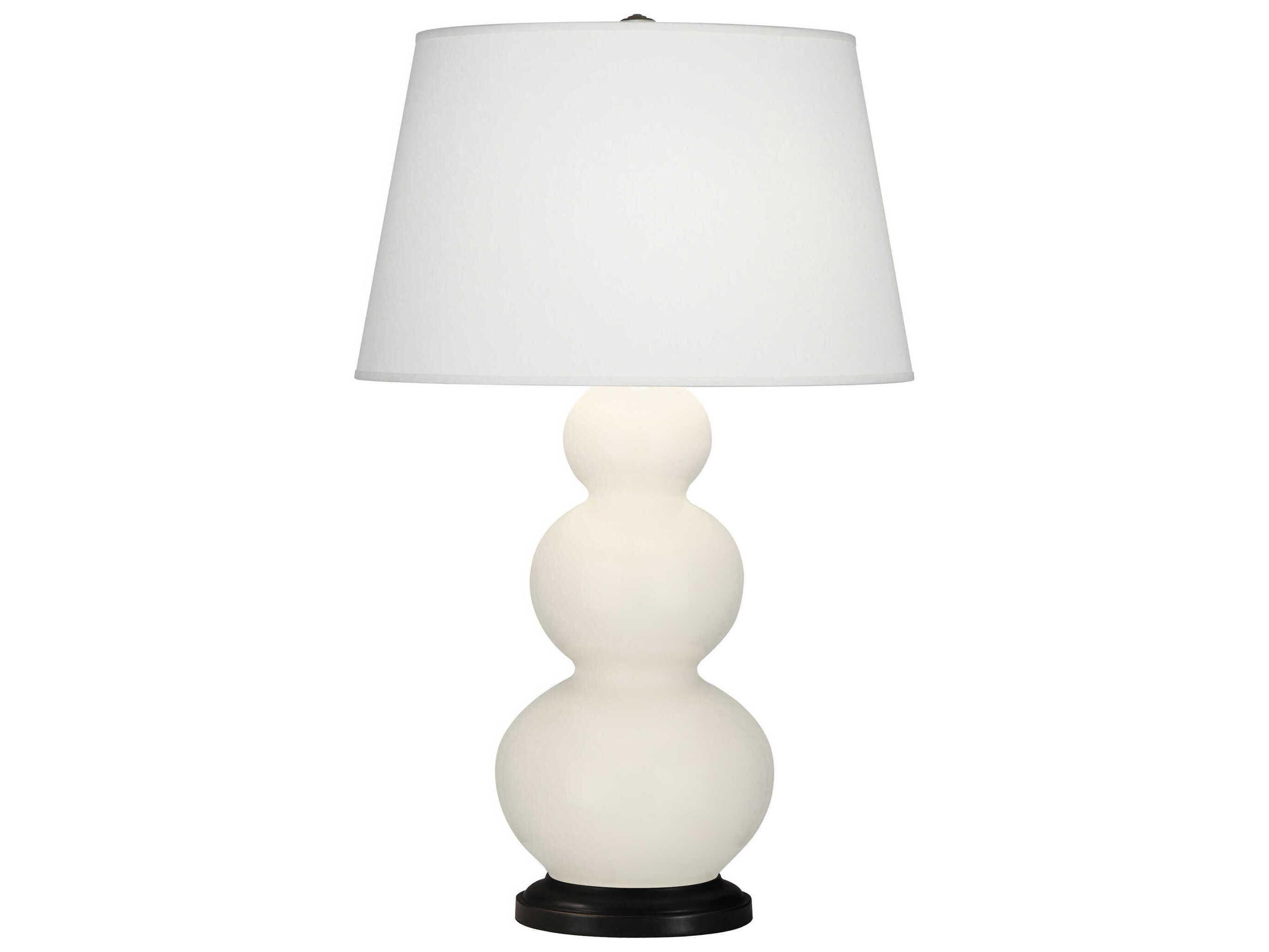Robert Abbey Triple Gourd Bone Glazed White Buffet Lamp