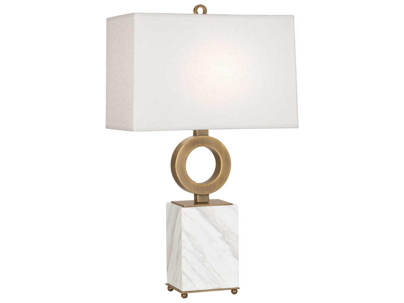 Robert Abbey Oculus Warm Brass White Marble Buffet Lamp