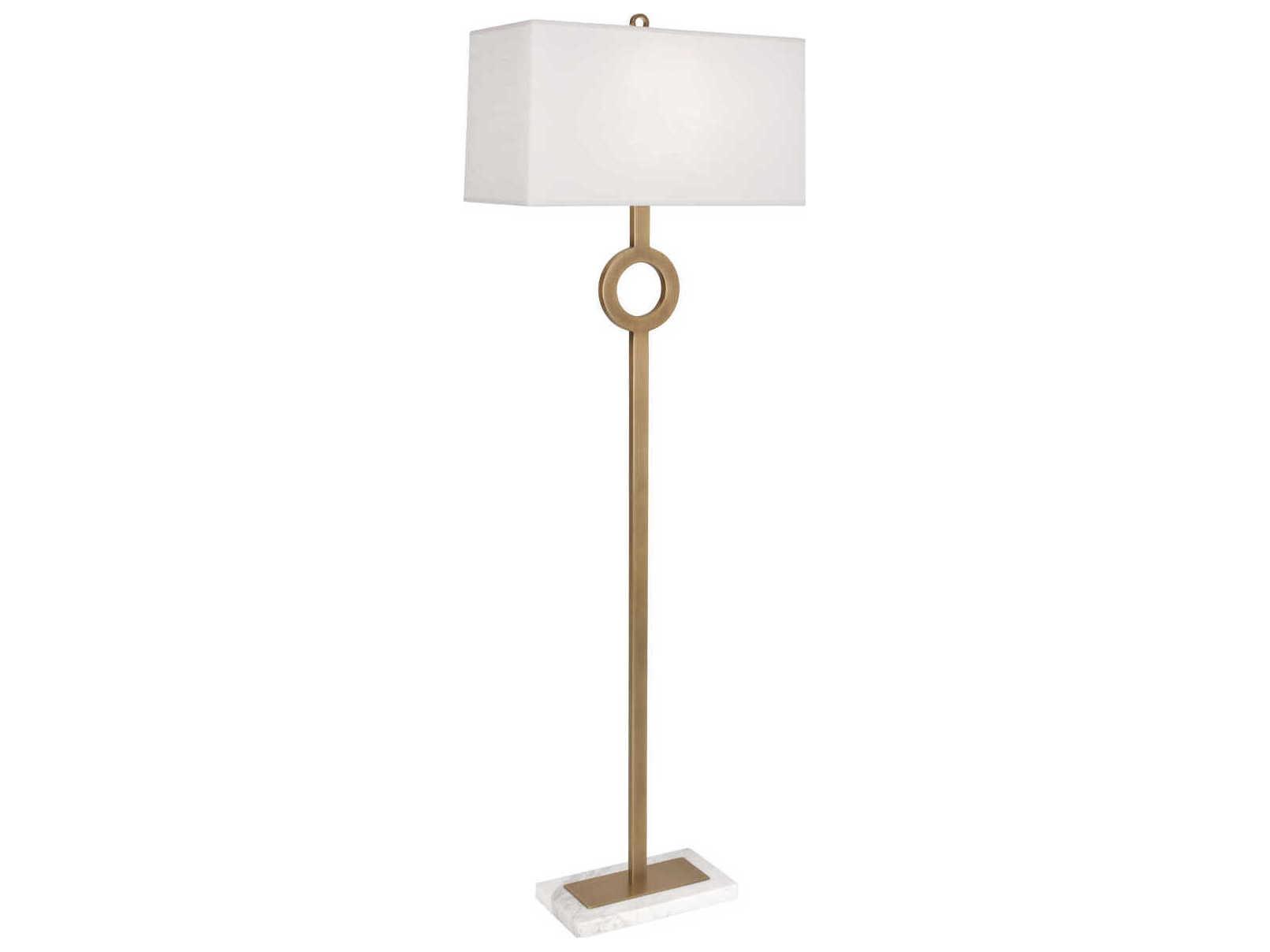 Robert Abbey Oculus Warm Brass White Marble Floor Lamp