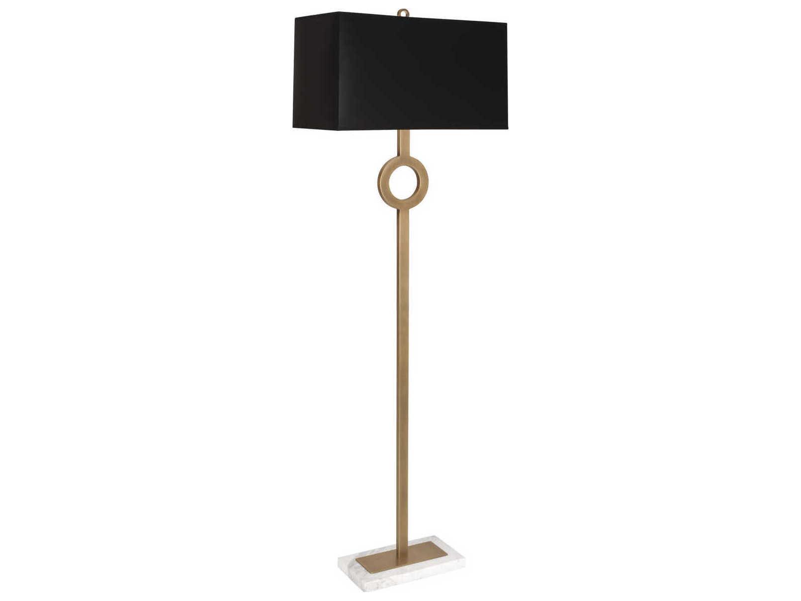 Robert Abbey Oculus Warm Brass White Marble Floor Lamp