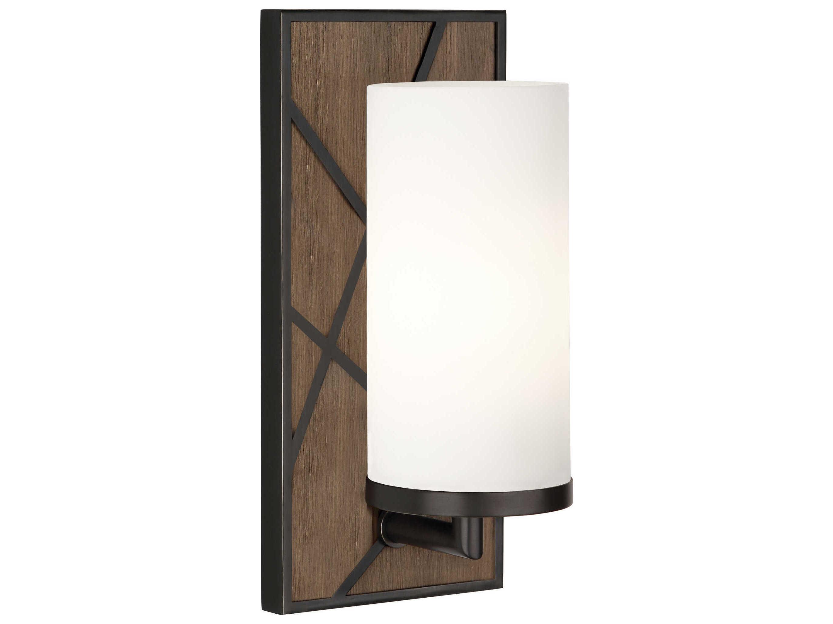 Robert Abbey Michael Berman Bond 1-Light Smoked Walnut Wood Deep Patina Bronze Brown Wall Sconce