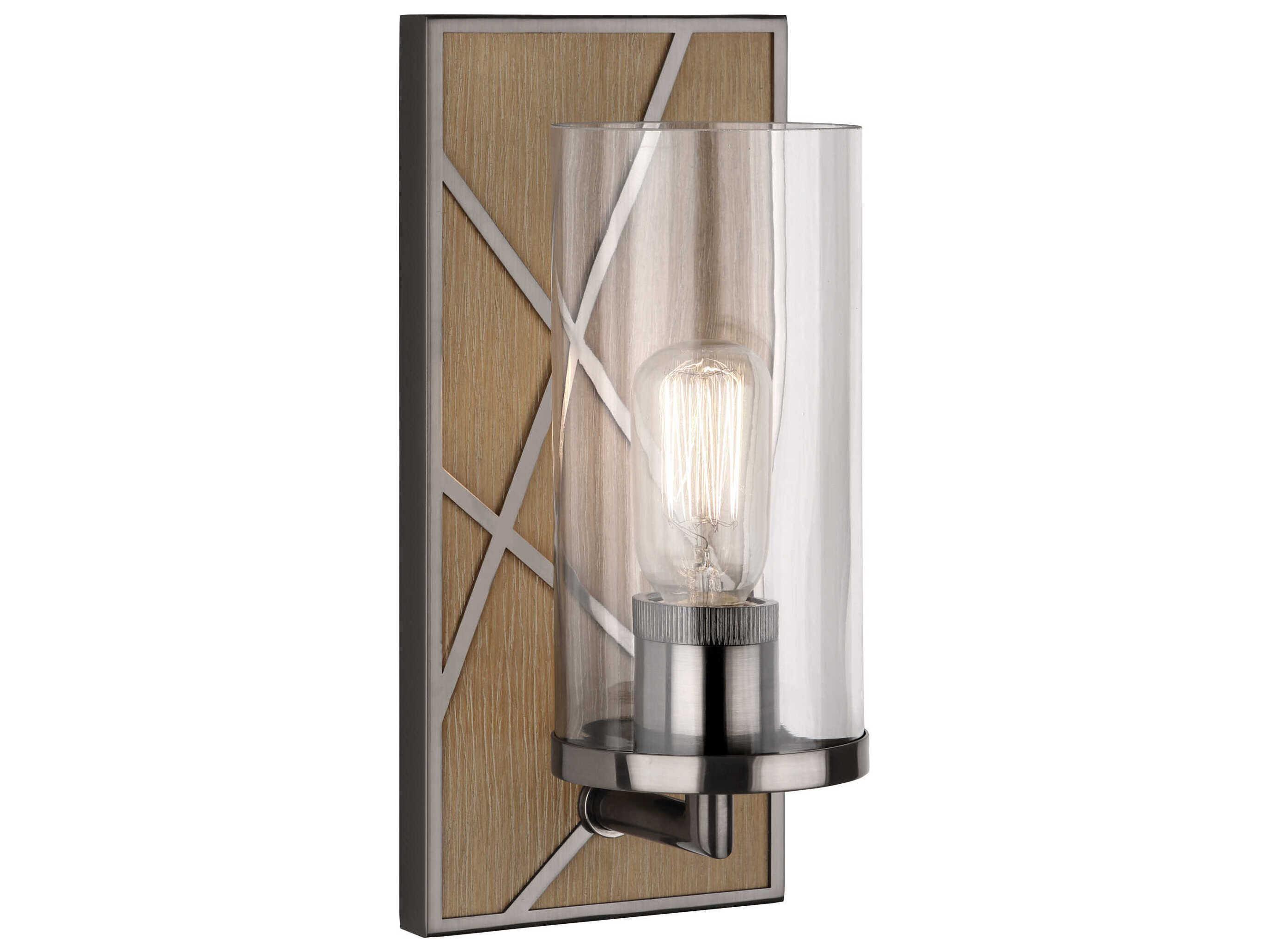 Robert Abbey Michael Berman Bond 1-Light Driftwood Oak Wood Blackened Nickel Wall Sconce