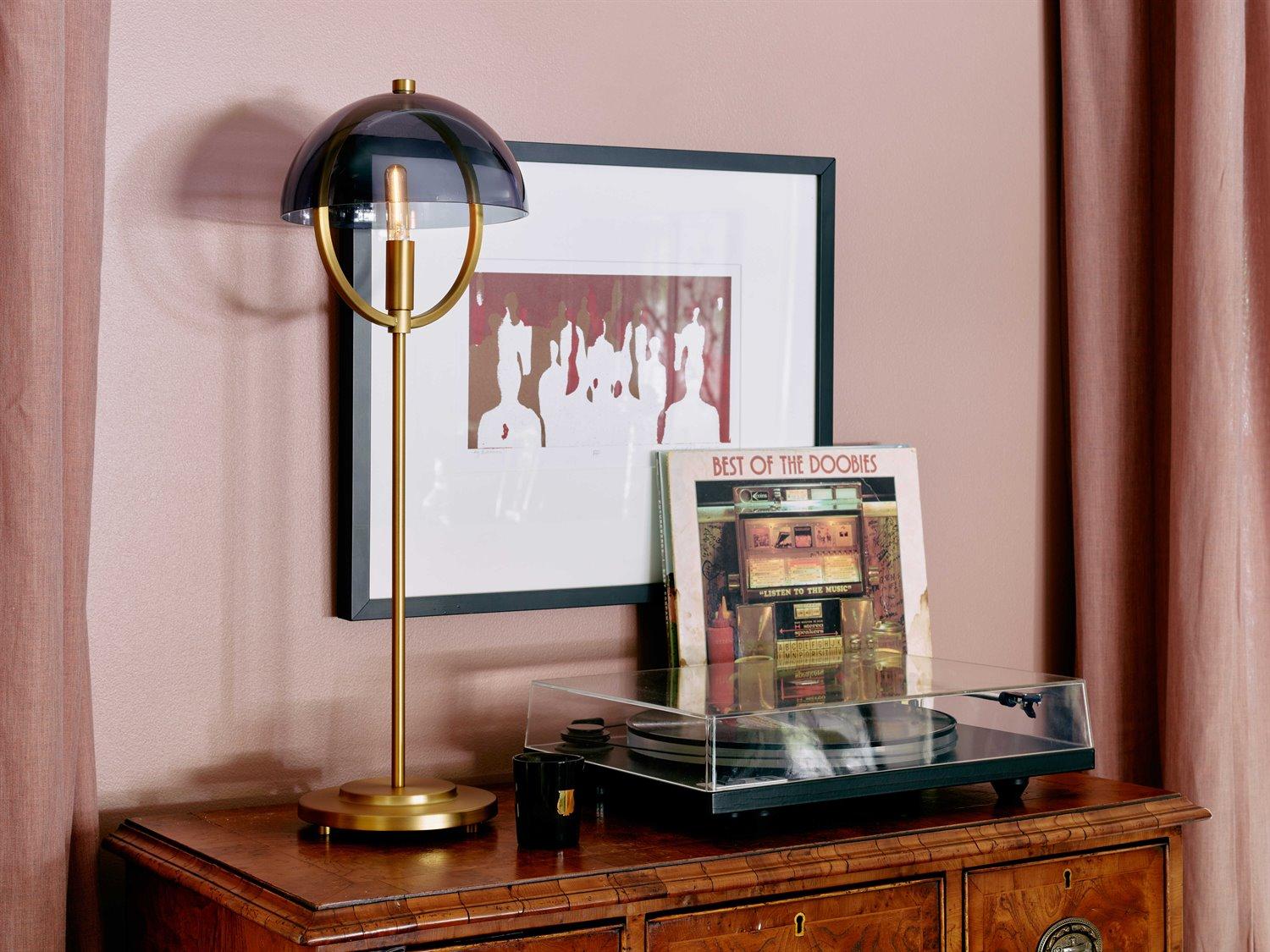 Robert Abbey Mavisten Edition Copernica Lacquered Burnished Brass Buffet Lamp