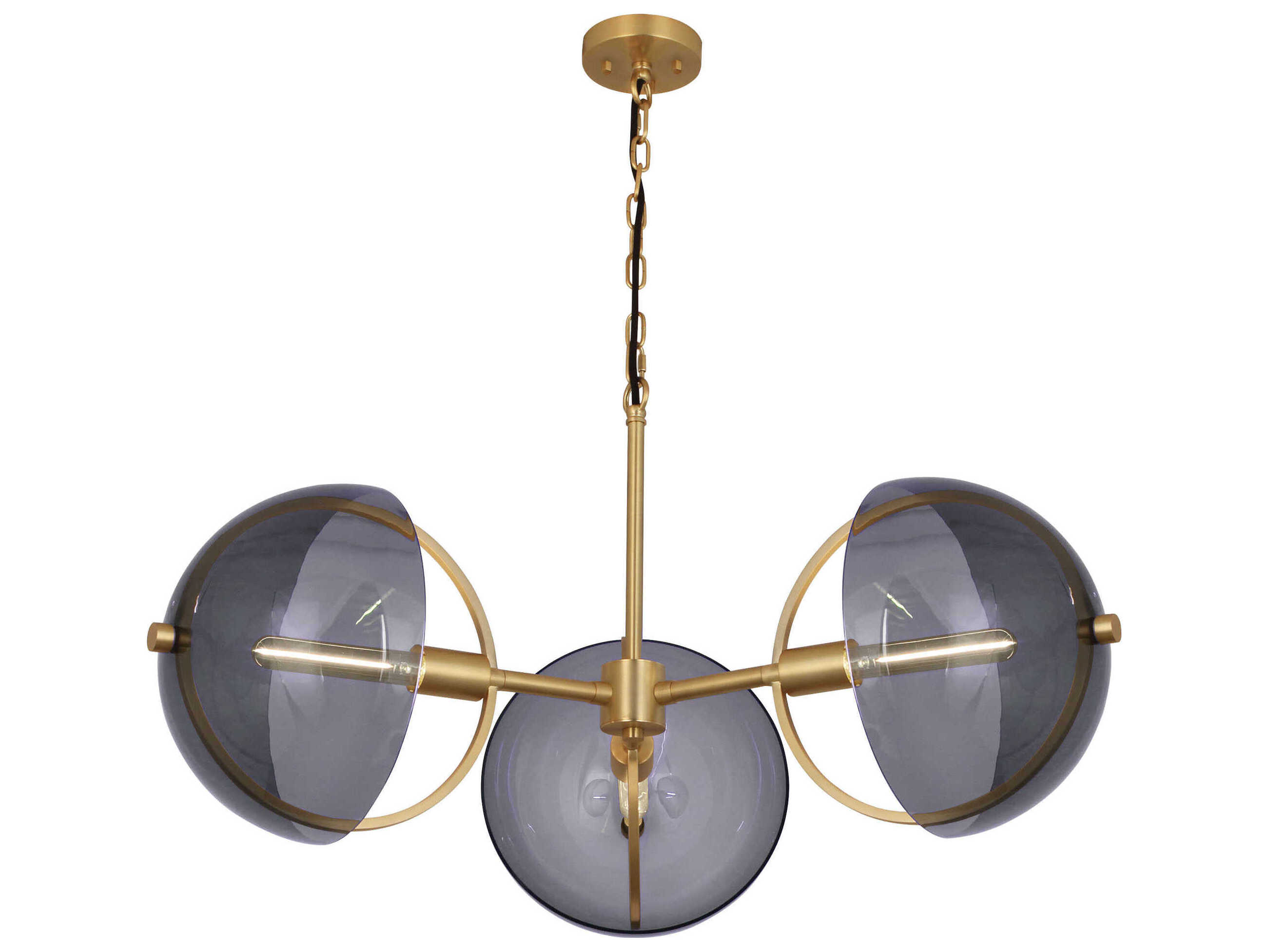 Robert Abbey Mavisten Edition Copernica 3-Light Lacquered Burnished Brass Chandelier