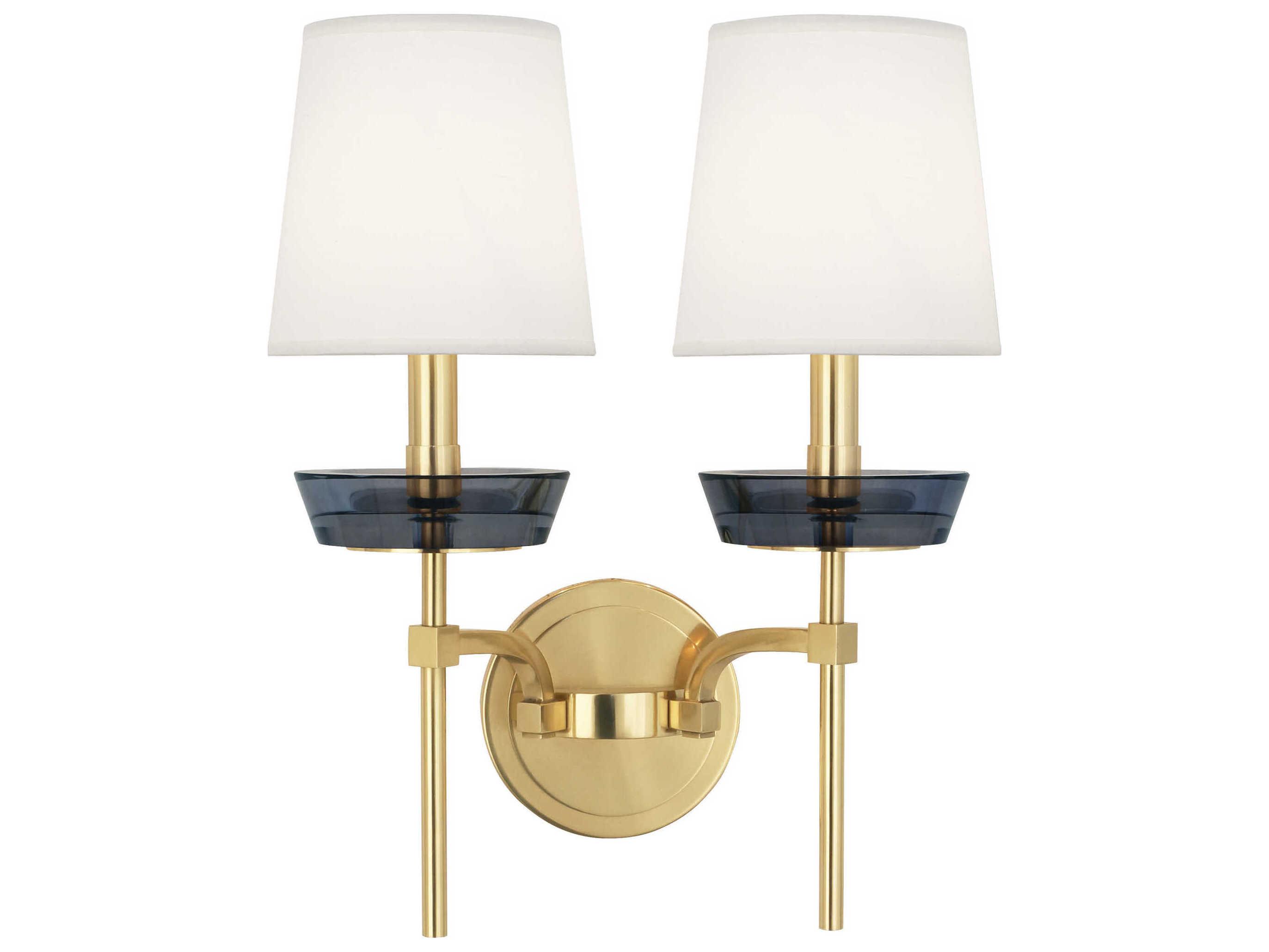 Robert Abbey Cristallo 2-Light Modern Brass Smoke Crystal Wall Sconce