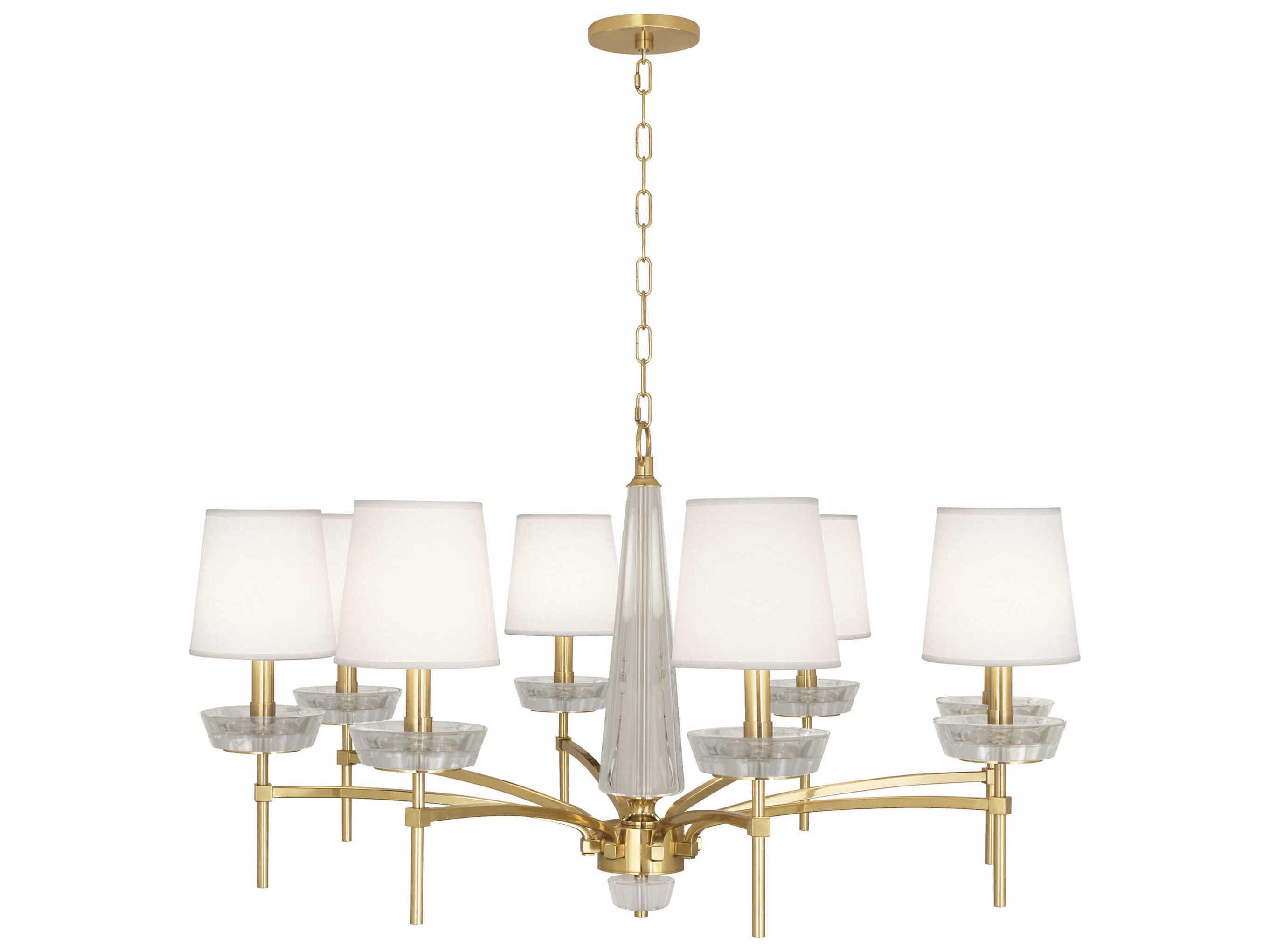 Robert Abbey Cristallo 8-Light Modern Brass Clear Crystal Chandelier