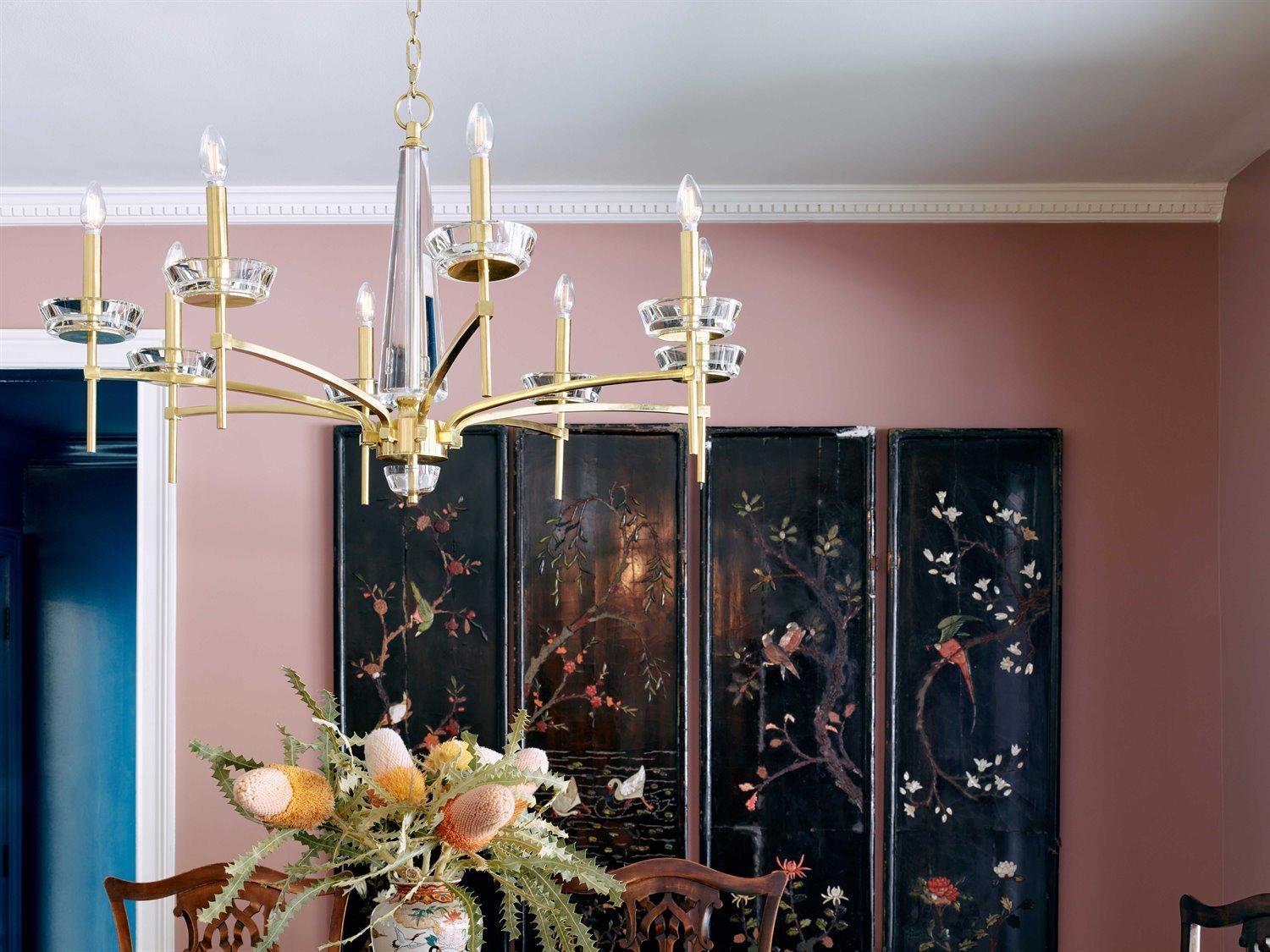 Robert Abbey Cristallo 8-Light Modern Brass Clear Crystal Chandelier