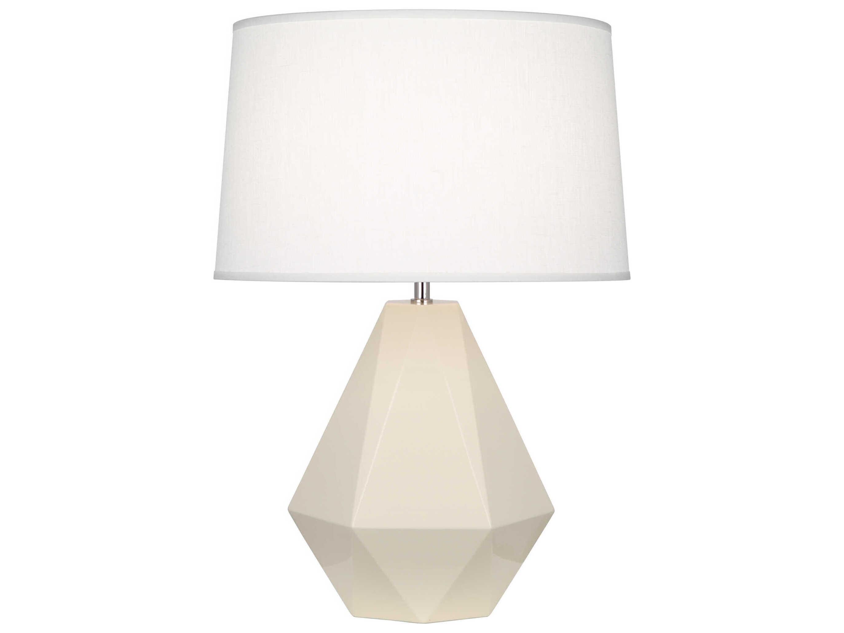 Robert Abbey Delta Bone Glazed White Table Lamp