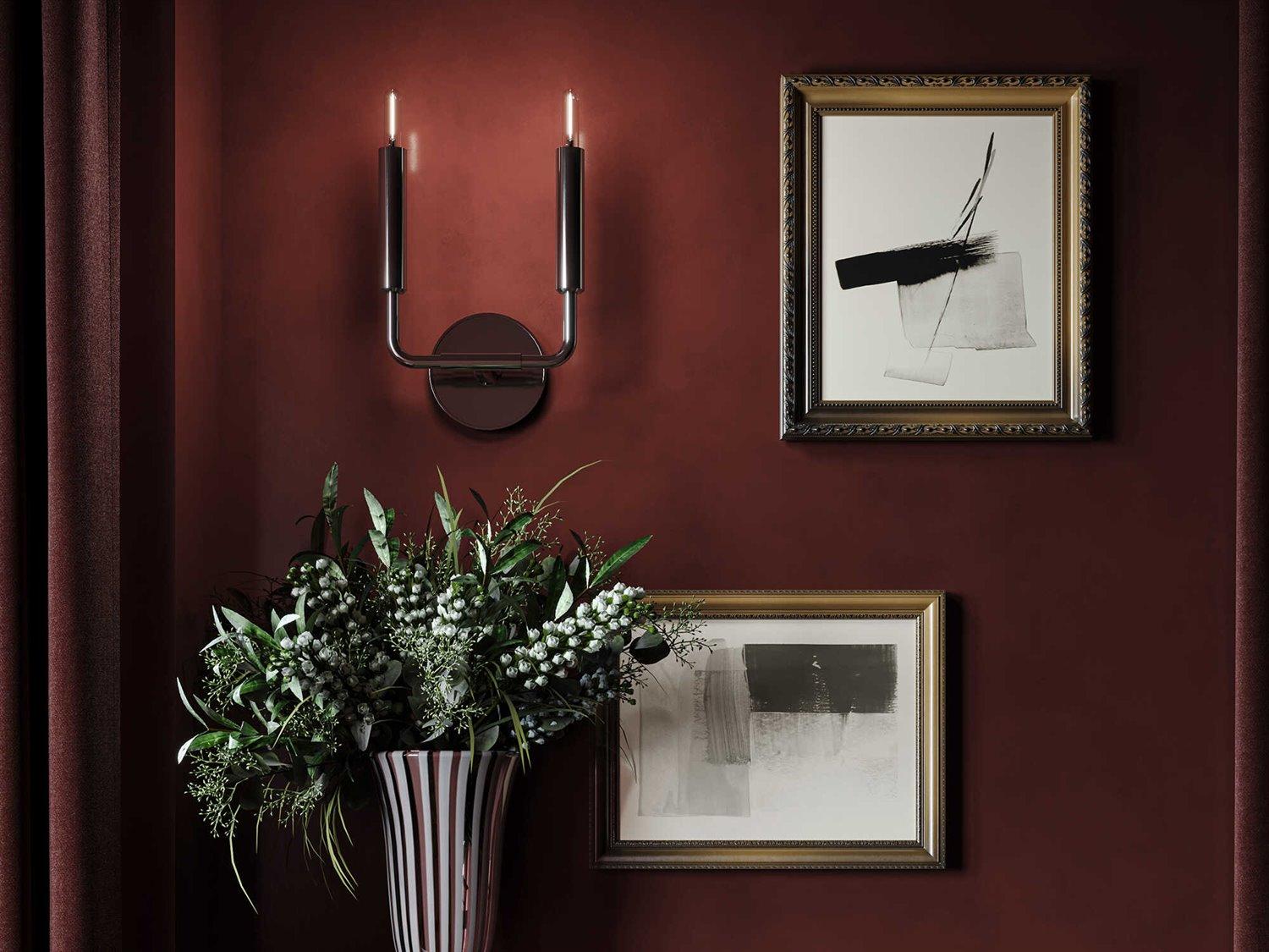 Robert Abbey Mavisten Edition Carbonia 2-Light Black Chrome Wall Sconce