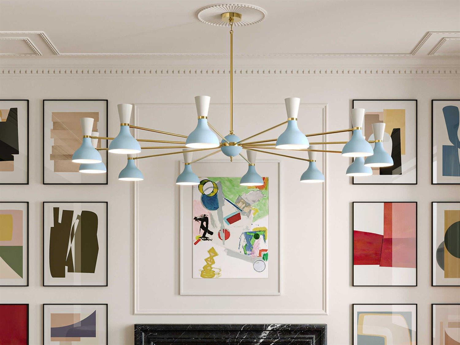 Robert Abbey Clare 12-Light Baby Blue Lily Chandelier
