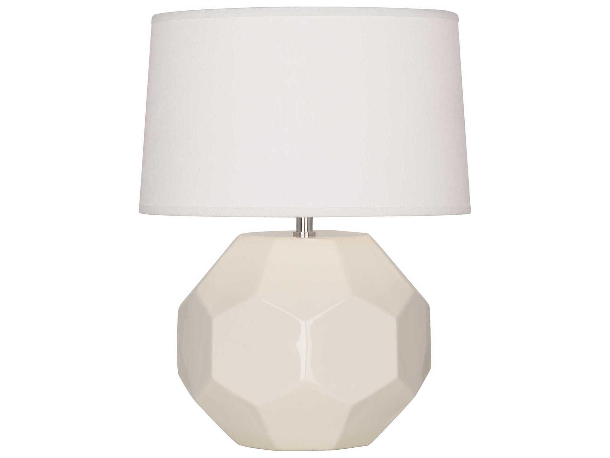 Robert Abbey Franklin Bone Glazed White Table Lamp
