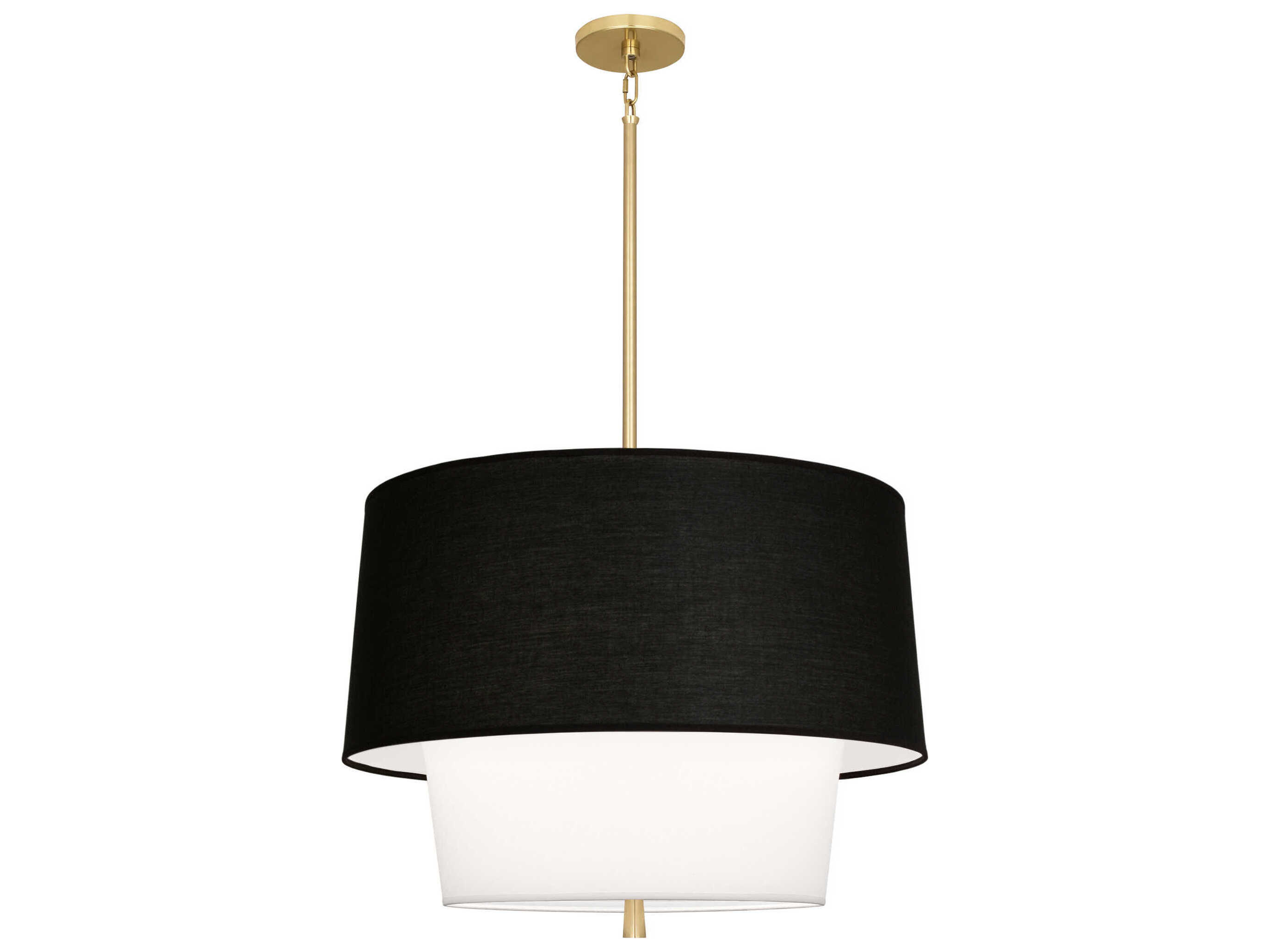 Robert Abbey Decker 3-Light Raven Black Ascot White Pendant