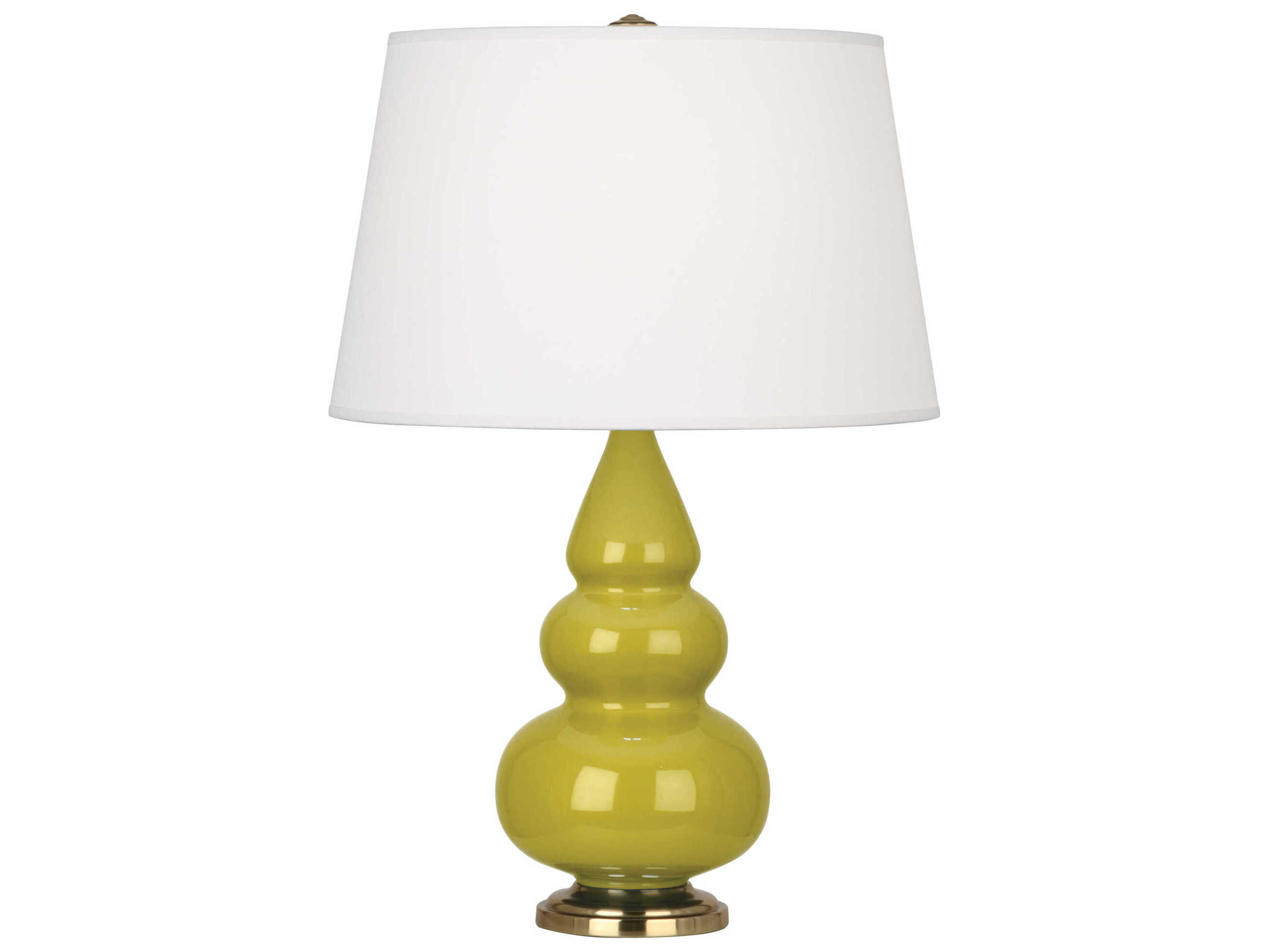 Robert Abbey Small Triple Gourd Citron Glazed Yellow Table Lamp