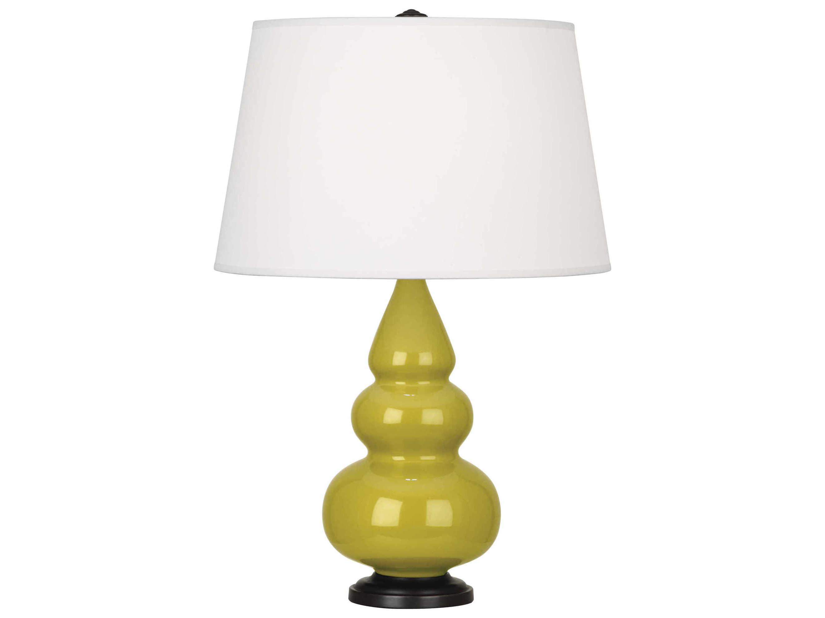 Robert Abbey Small Triple Gourd Citron Glazed Yellow Table Lamp