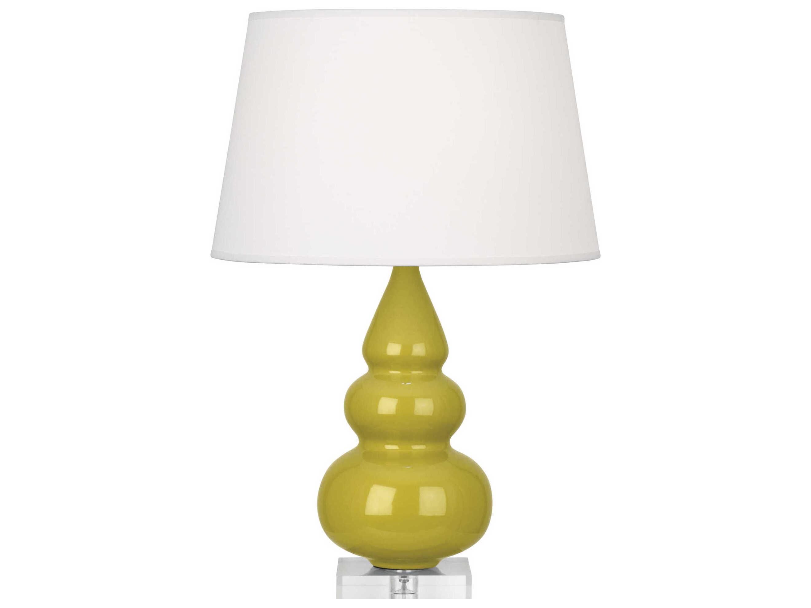 Robert Abbey Small Triple Gourd Citron Glazed Yellow Table Lamp