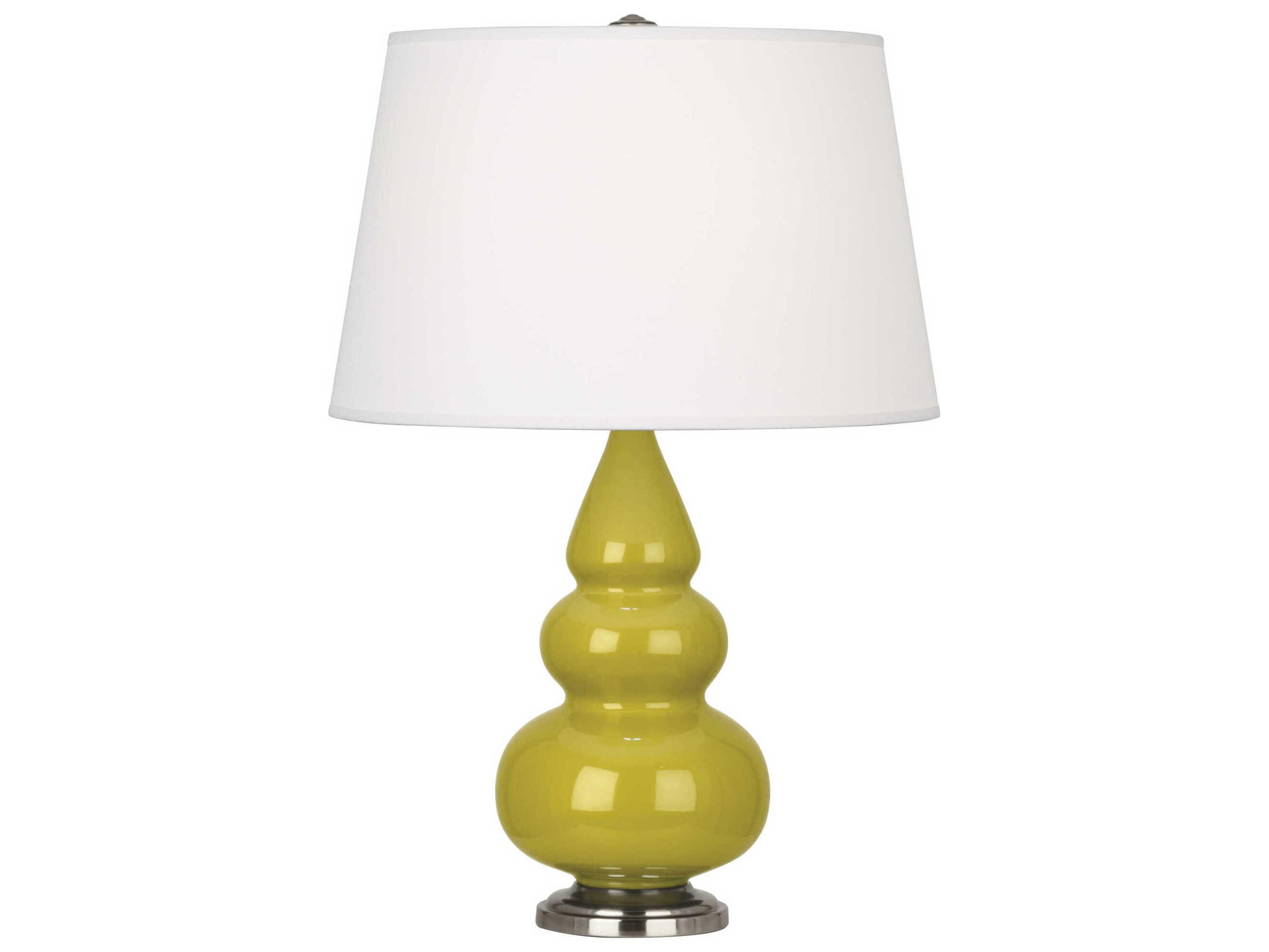 Robert Abbey Small Triple Gourd Citron Glazed Yellow Table Lamp