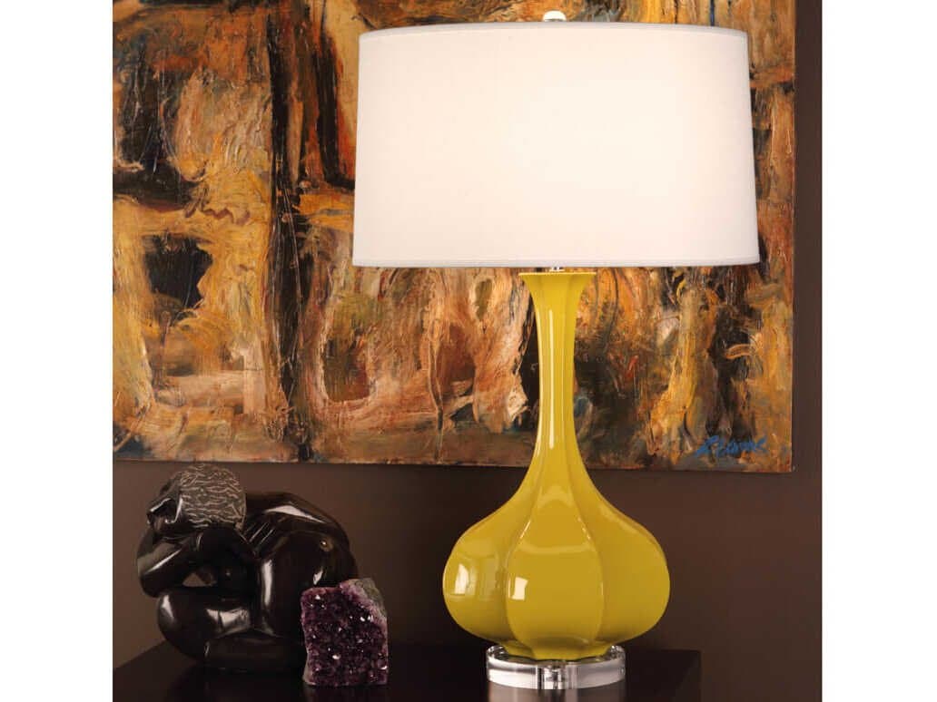 Robert Abbey Pike Citron Glazed Lucite Yellow Buffet Lamp