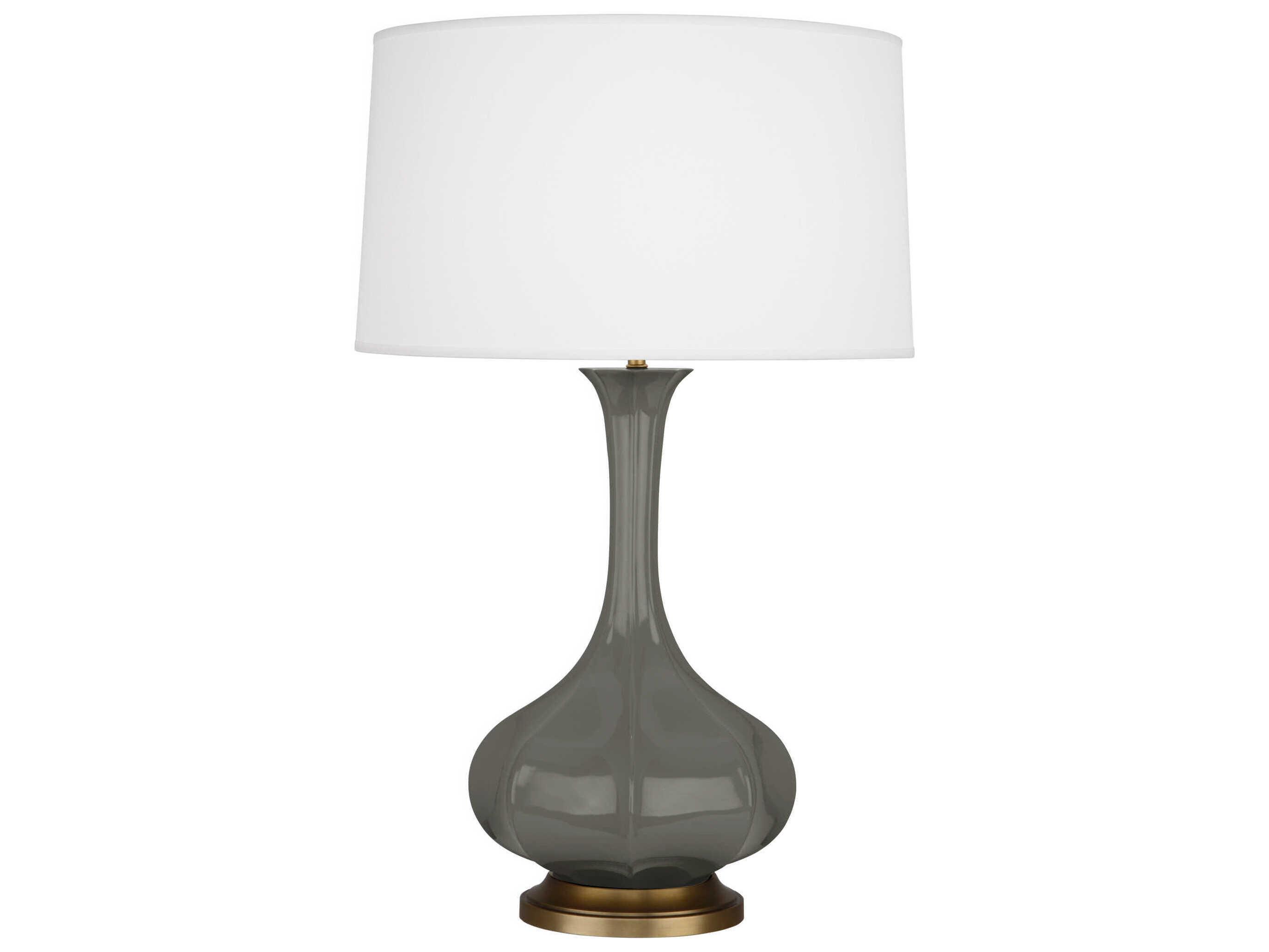 Robert Abbey Pike Ash Glazed Aged Brass Gray Buffet Lamp