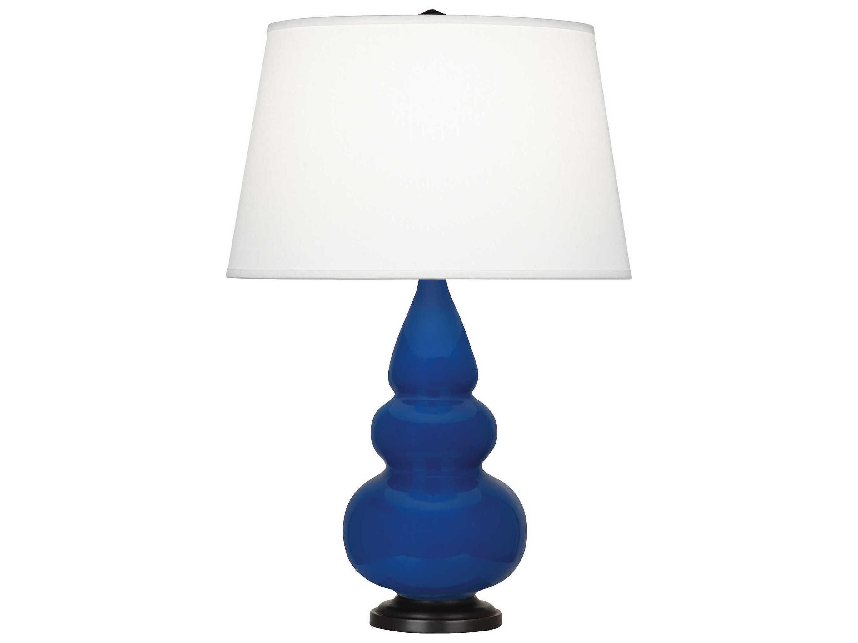 Robert Abbey Small Triple Gourd Cobalt Glazed Blue Table Lamp