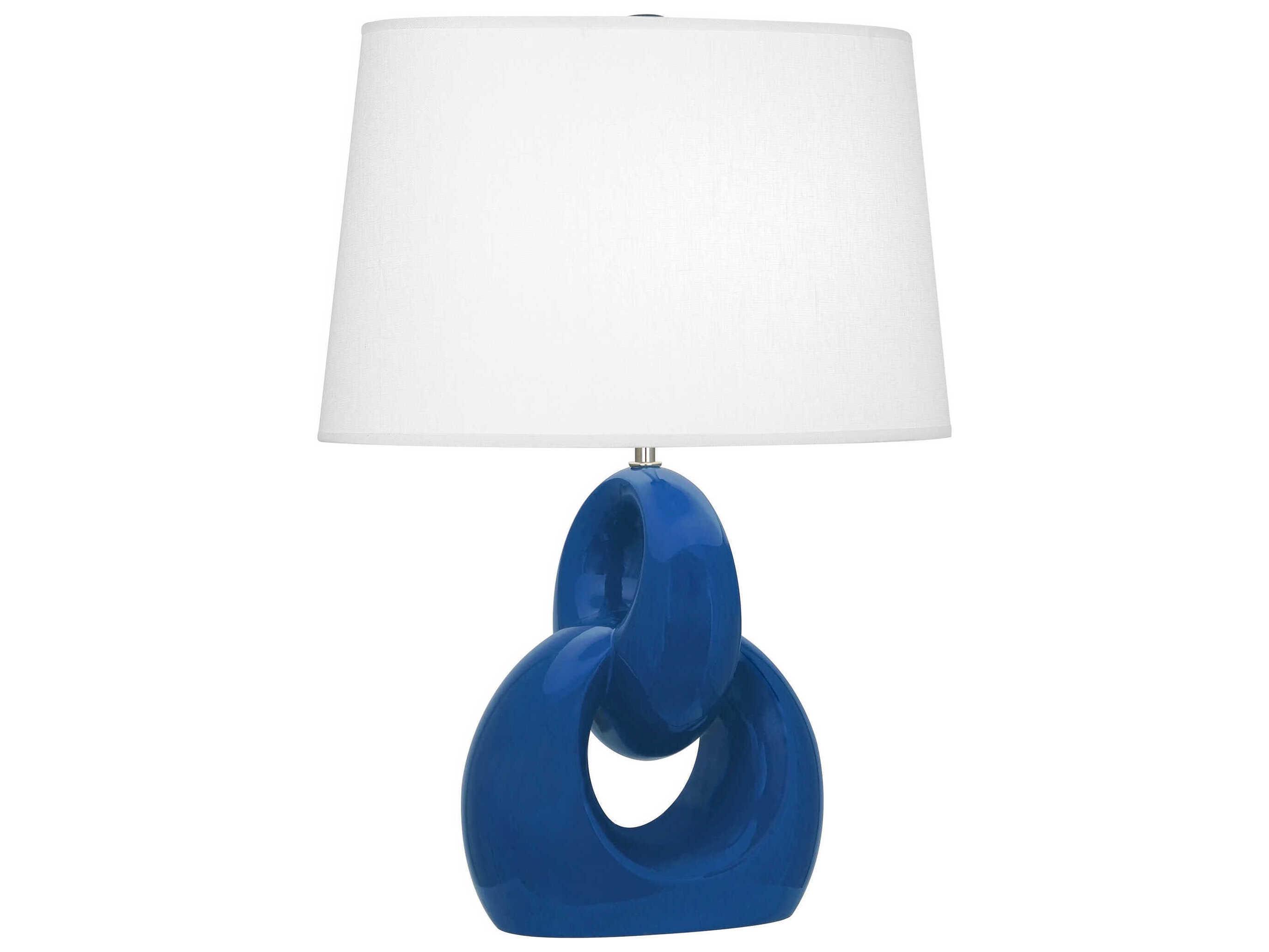 Robert Abbey Fusion Cobalt Glazed Polished Nickel Blue Buffet Lamp