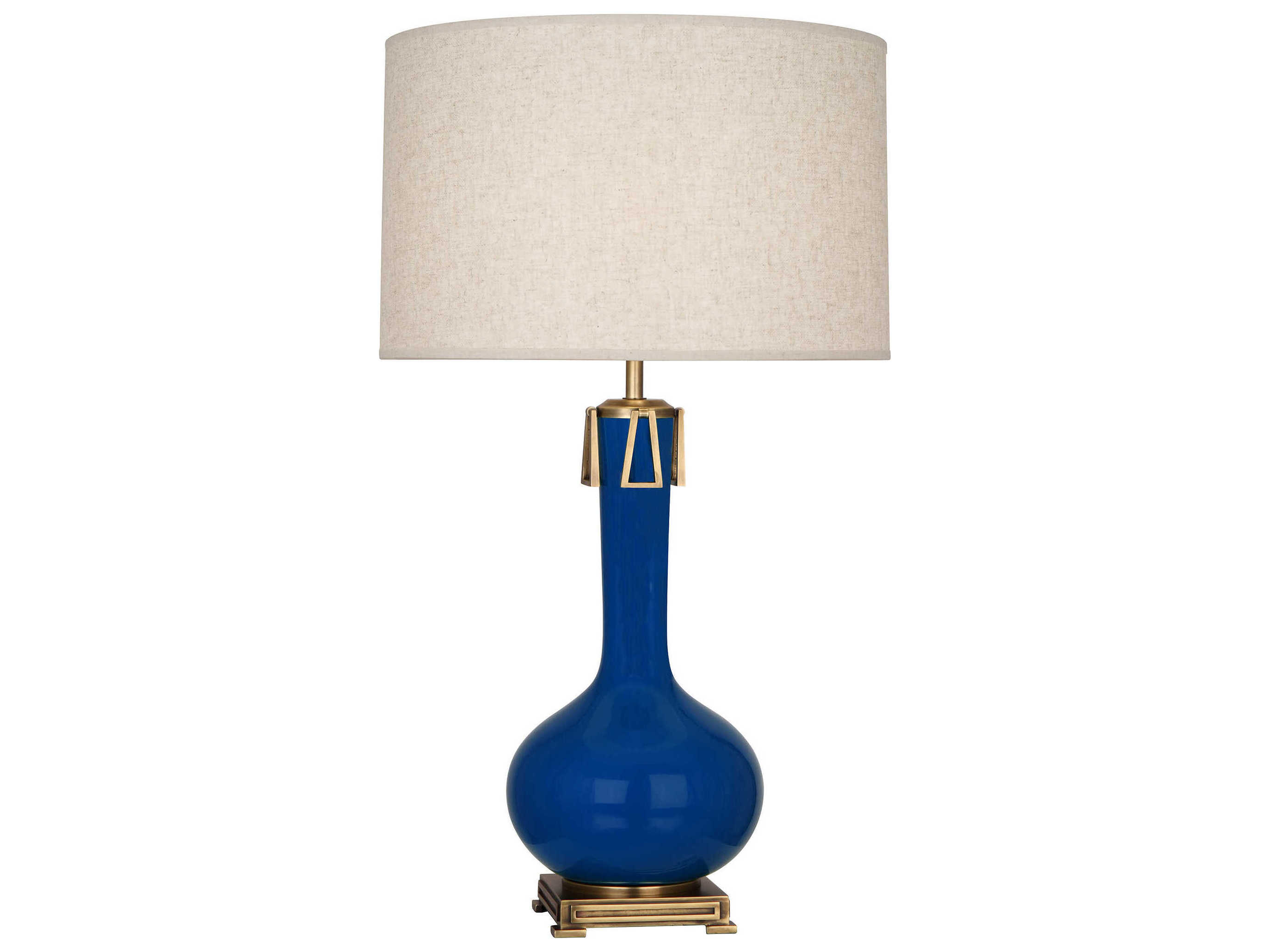 Robert Abbey Athena Cobalt Glazed Aged Brass Blue Buffet Lamp