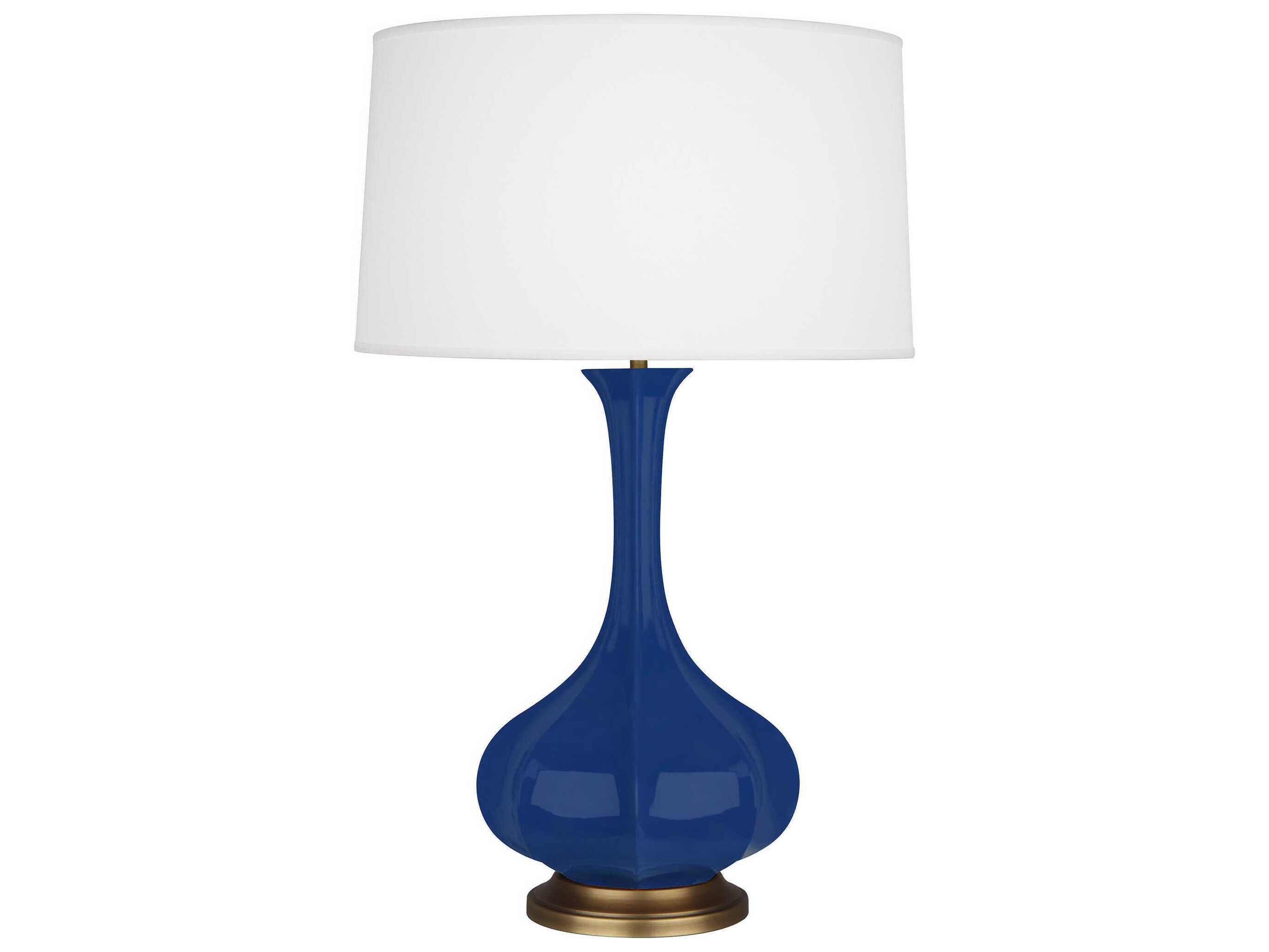 Robert Abbey Pike Cobalt Glazed Aged Brass Blue Buffet Lamp