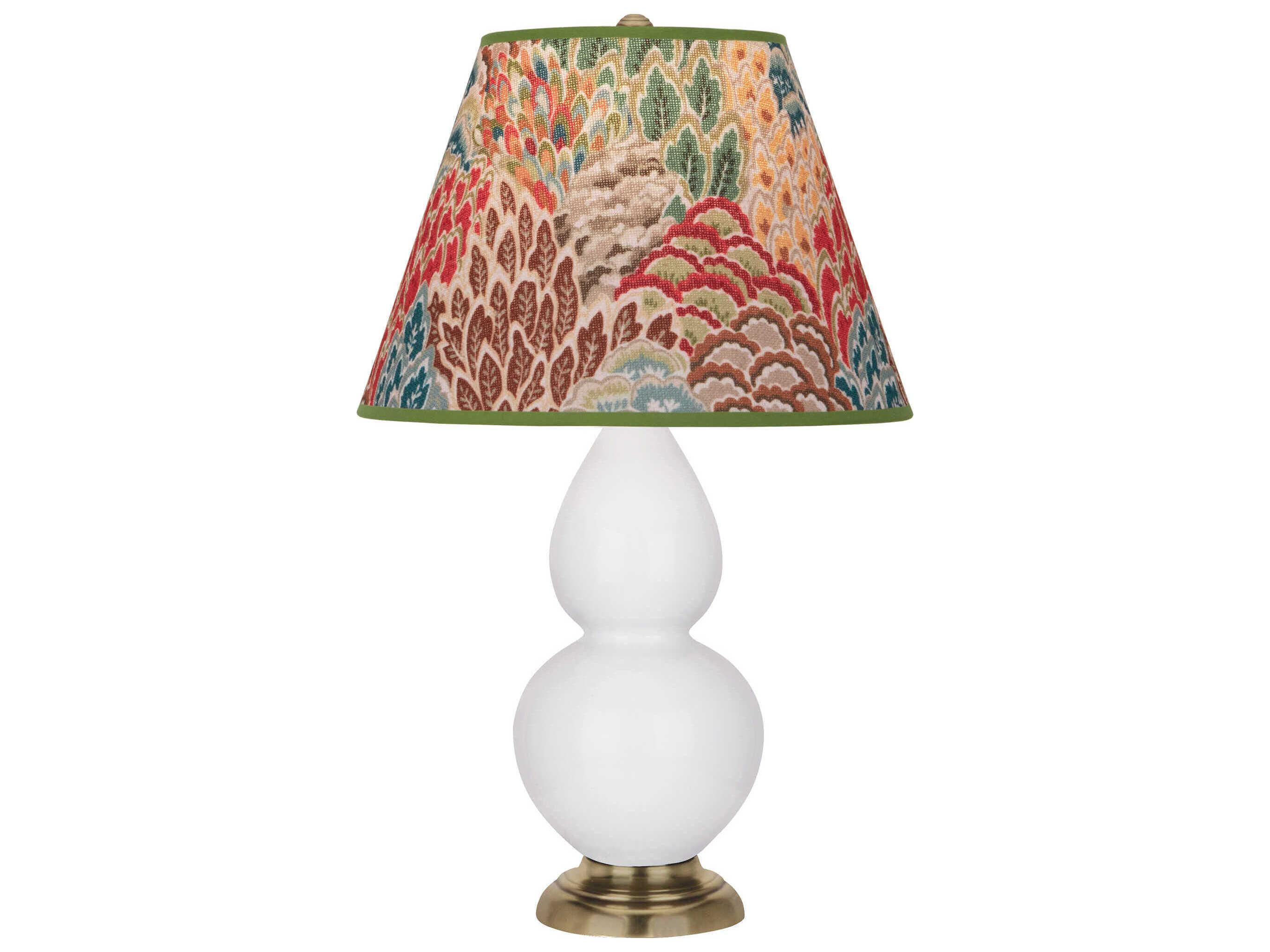 Robert Abbey Small Double Gourd Daisy Glazed White Table Lamp