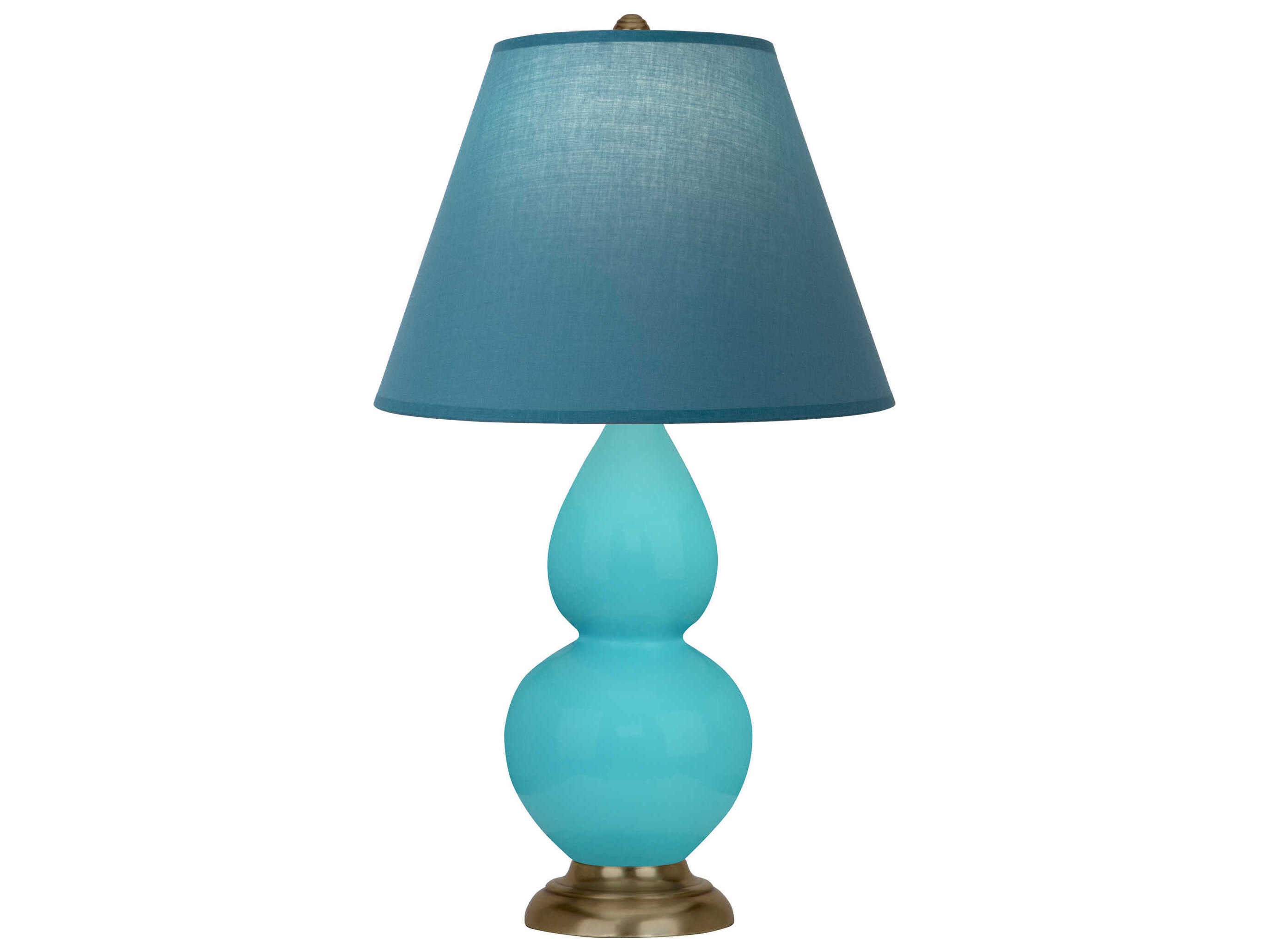 Robert Abbey Small Double Gourd Egg Blue Glazed Antique Brass Table Lamp