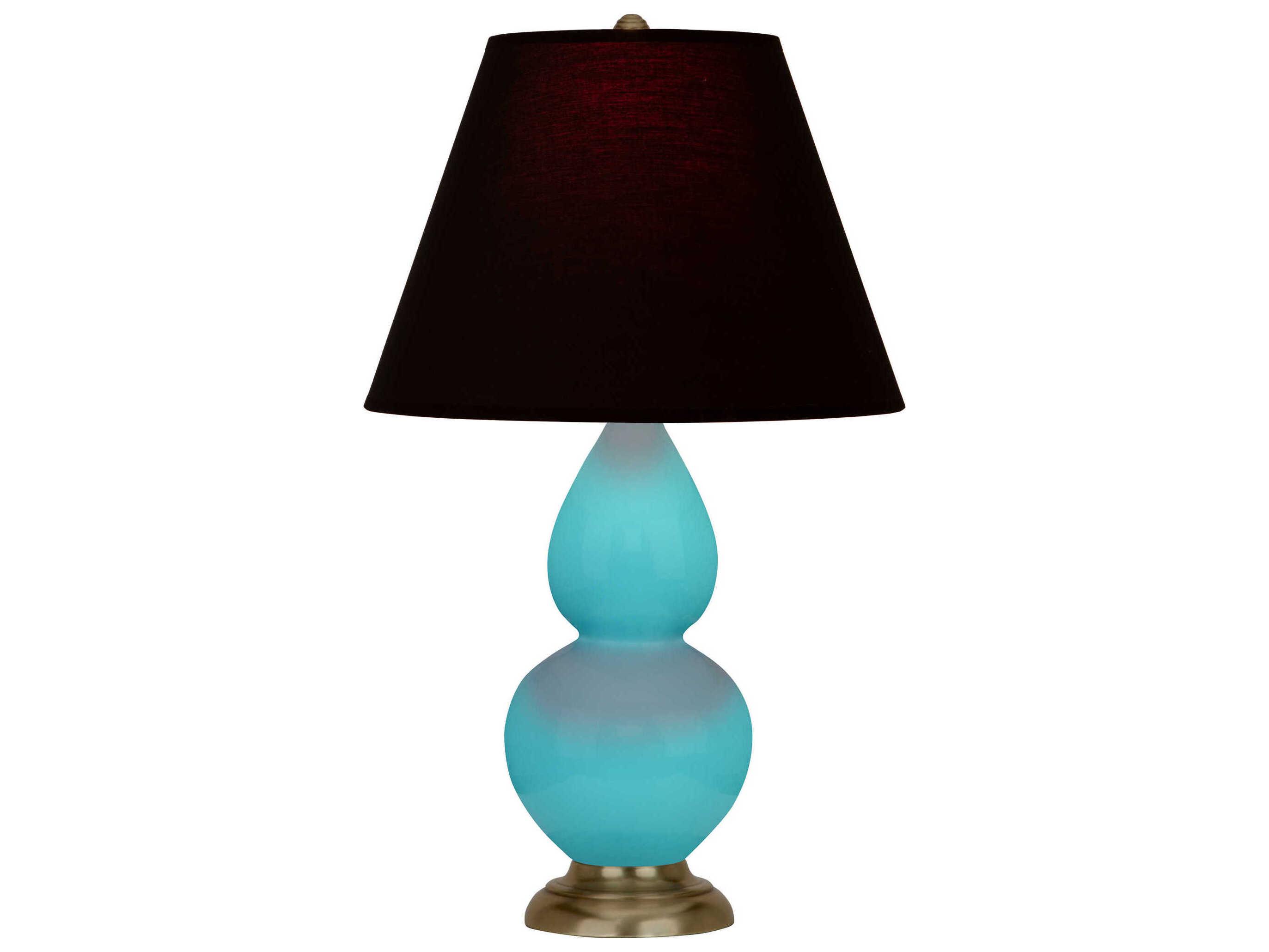 Robert Abbey Small Double Gourd Egg Blue Glazed Antique Brass Table Lamp