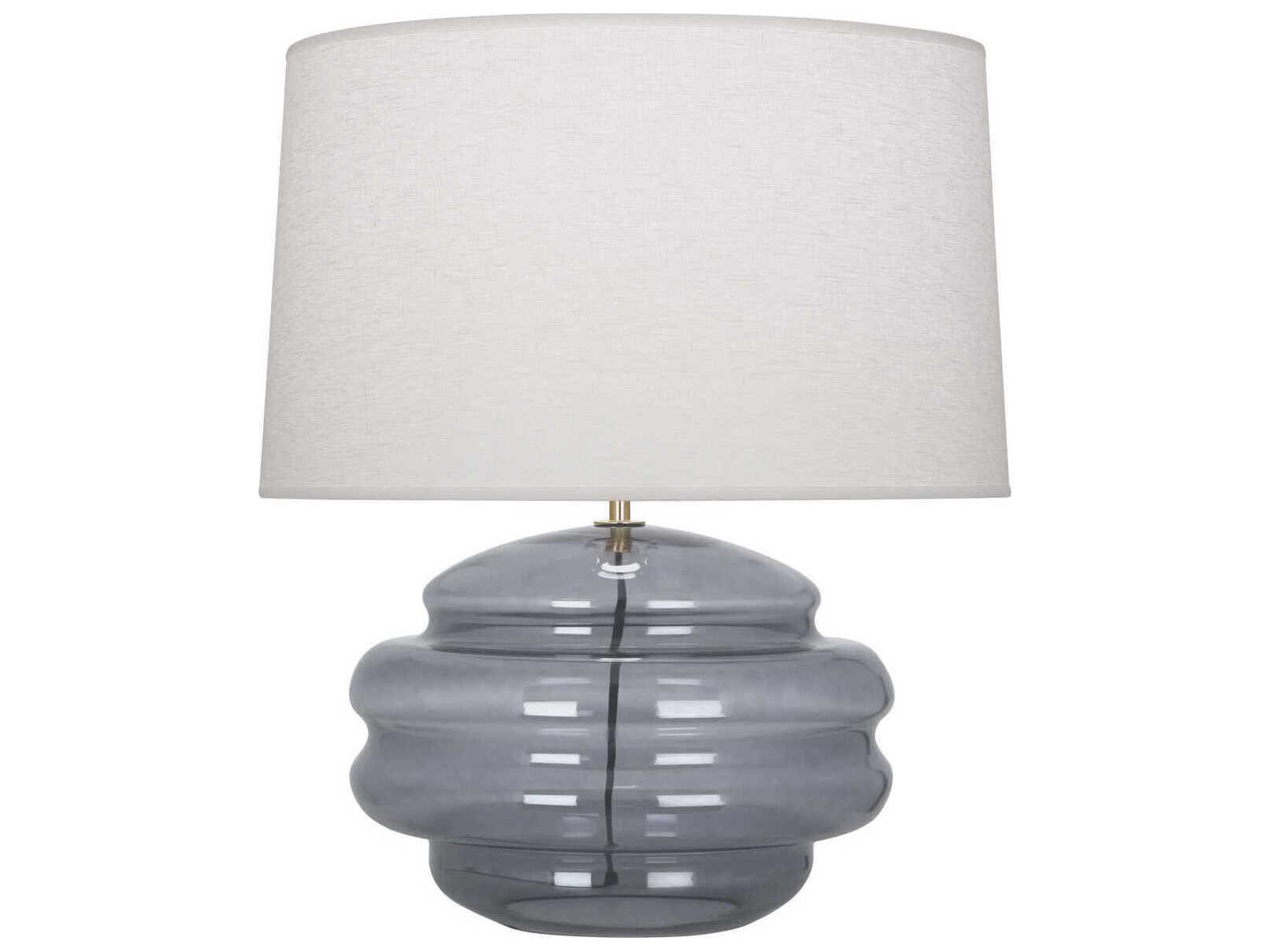 Robert Abbey Horizon Modern Brass Smoke Gray Glass Table Lamp