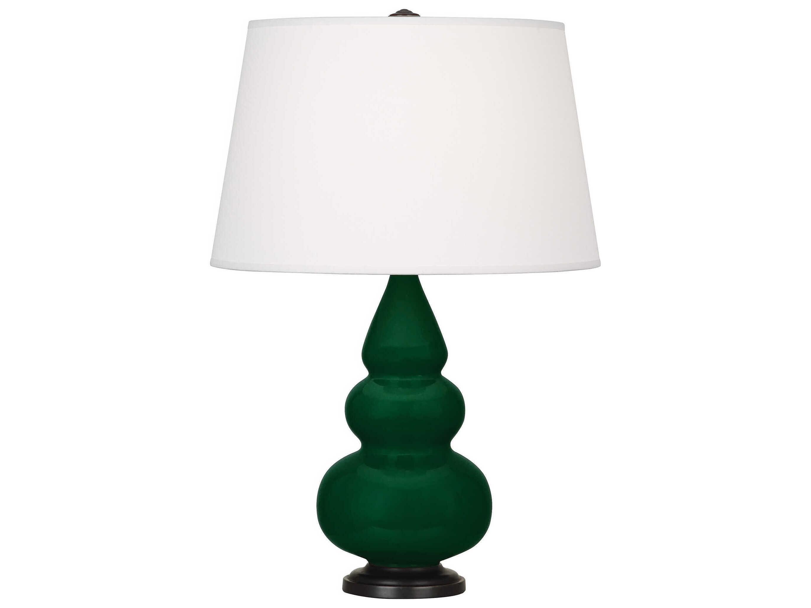 Robert Abbey Small Triple Gourd Jungle Glazed Green Table Lamp