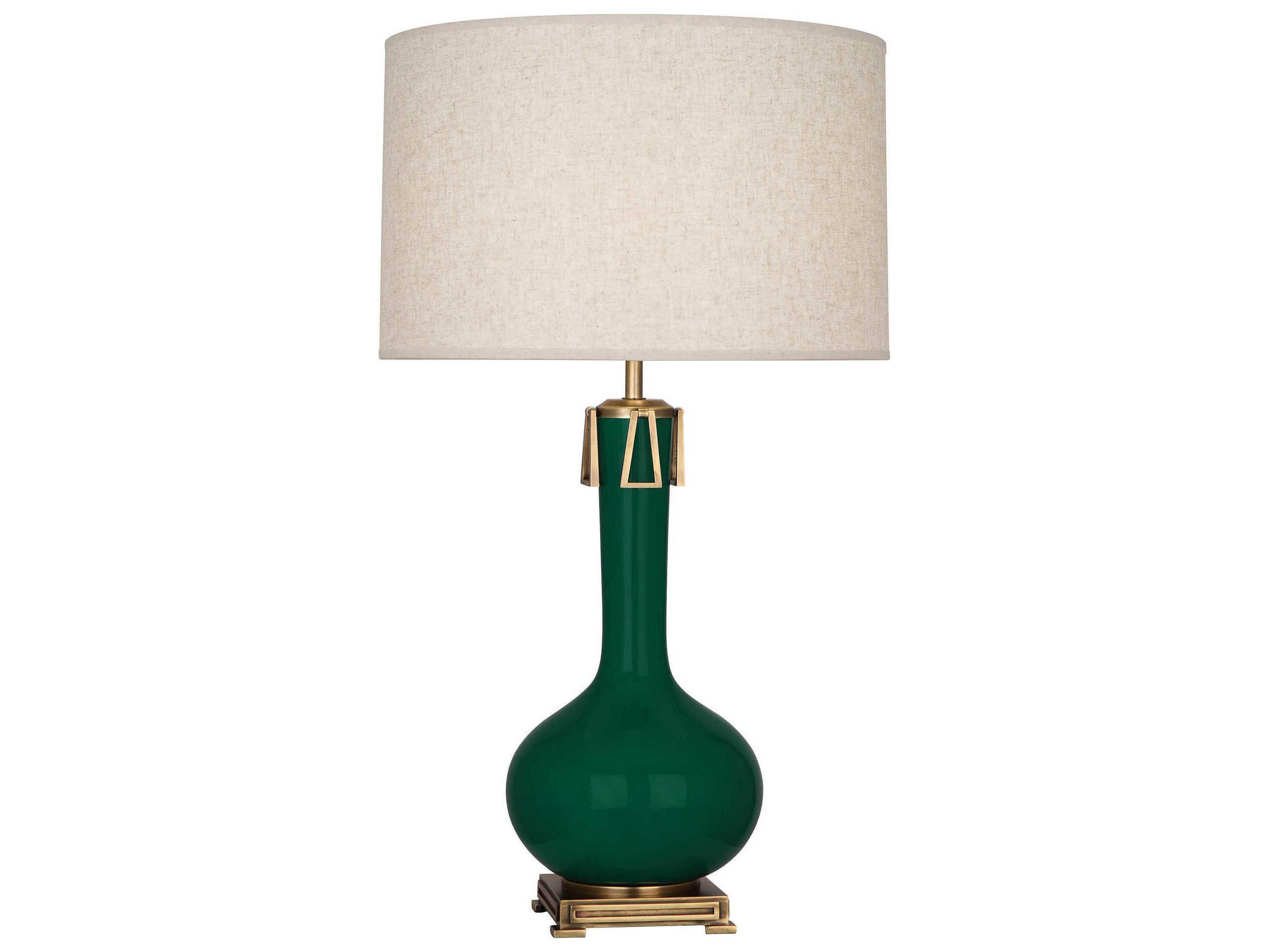 Robert Abbey Athena Jungle Glazed Aged Brass Green Buffet Lamp