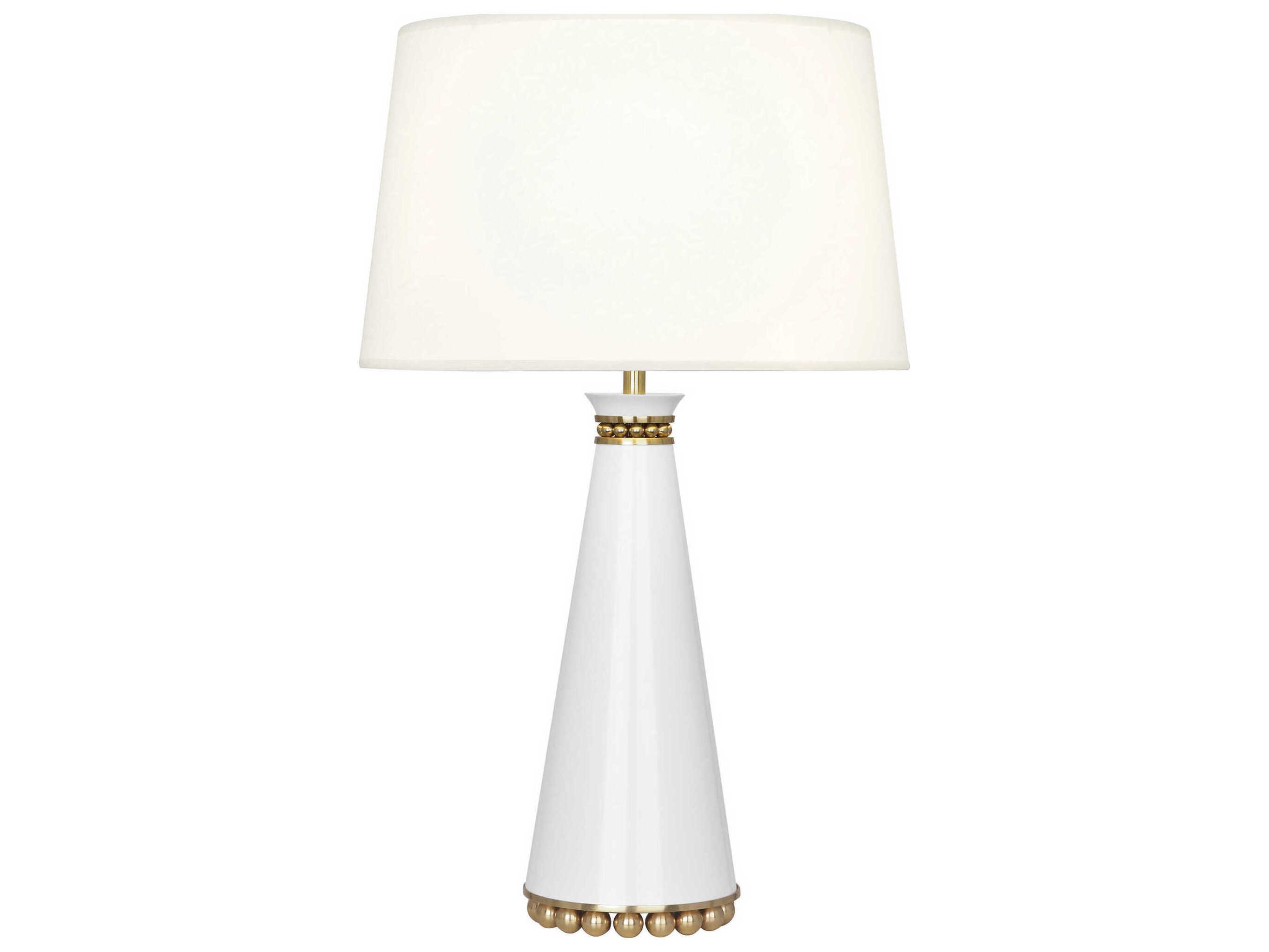 Robert Abbey Pearl Lily Lacquered Paint Modern Brass White Buffet Lamp