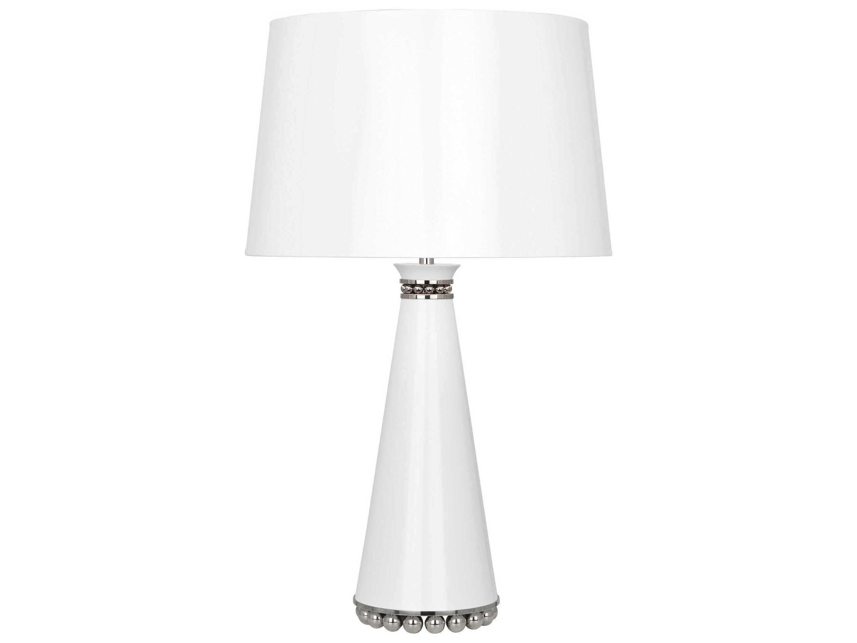 Robert Abbey Pearl Lily Lacquered Paint Polished Nickel White Buffet Lamp
