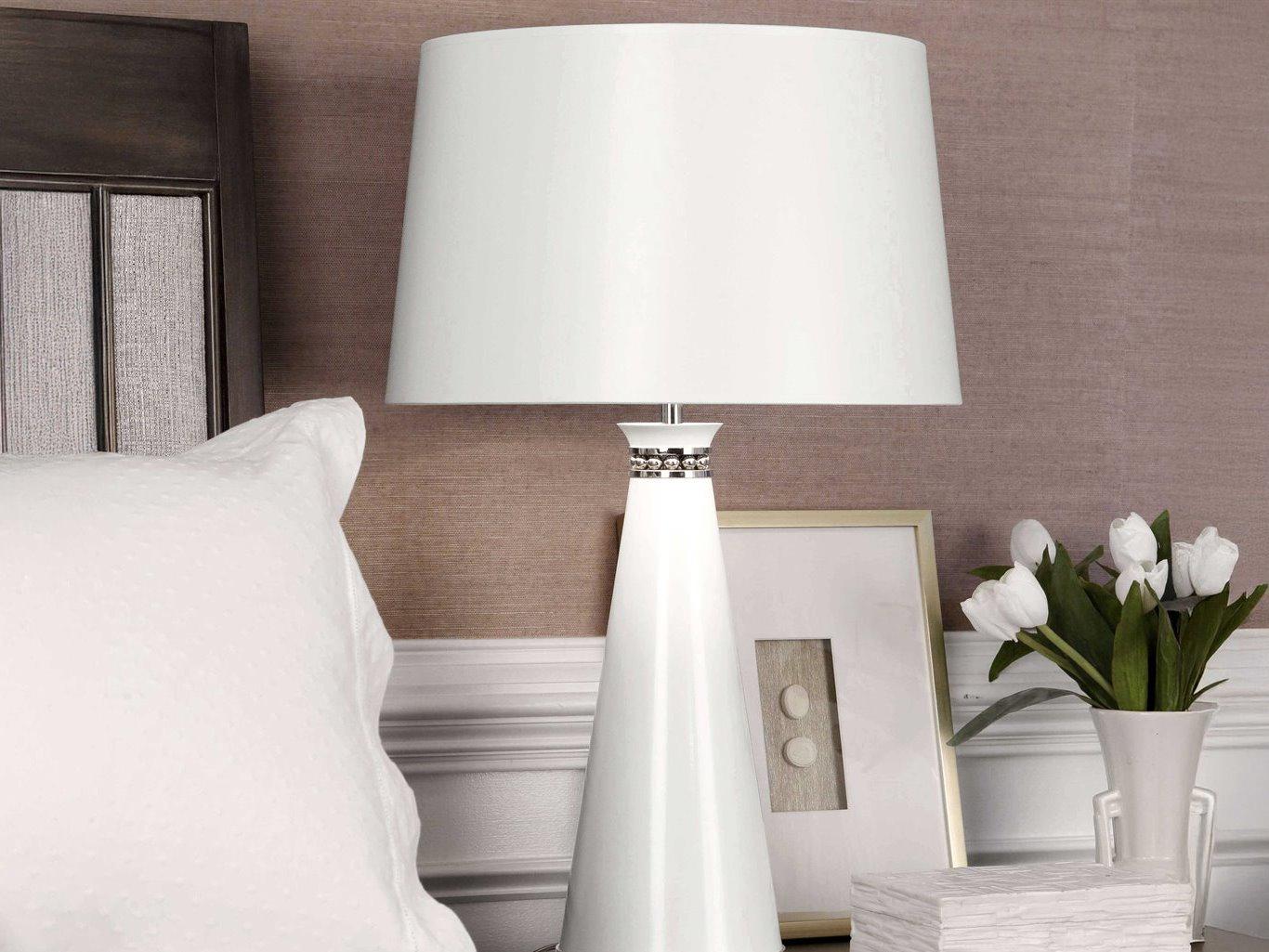Robert Abbey Pearl Lily Lacquered Paint Polished Nickel White Buffet Lamp