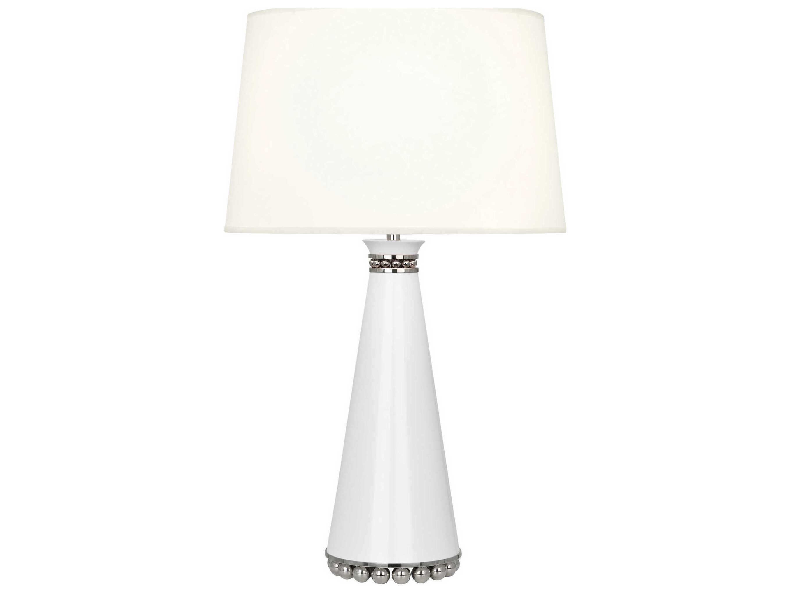 Robert Abbey Pearl Lily Lacquered Paint Polished Nickel White Buffet Lamp