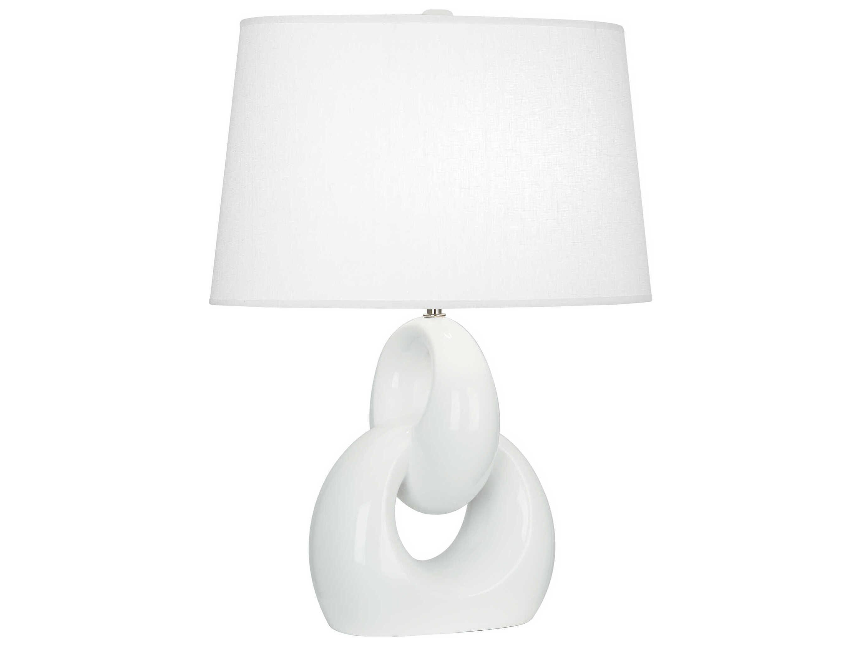 Robert Abbey Fusion Lily Glazed Polished Nickel White Buffet Lamp