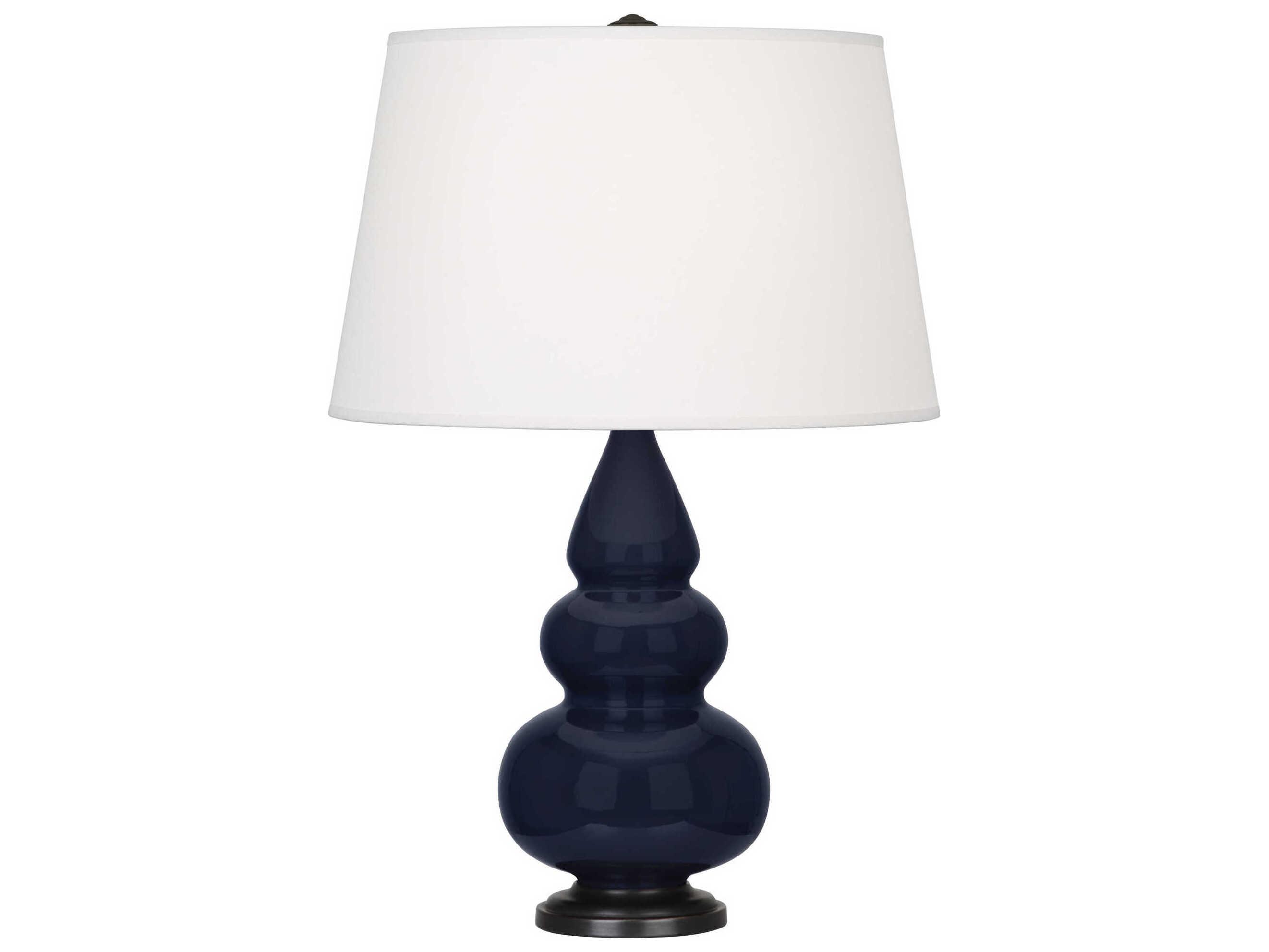 Robert Abbey Small Triple Gourd Midnight Blue Glazed Table Lamp