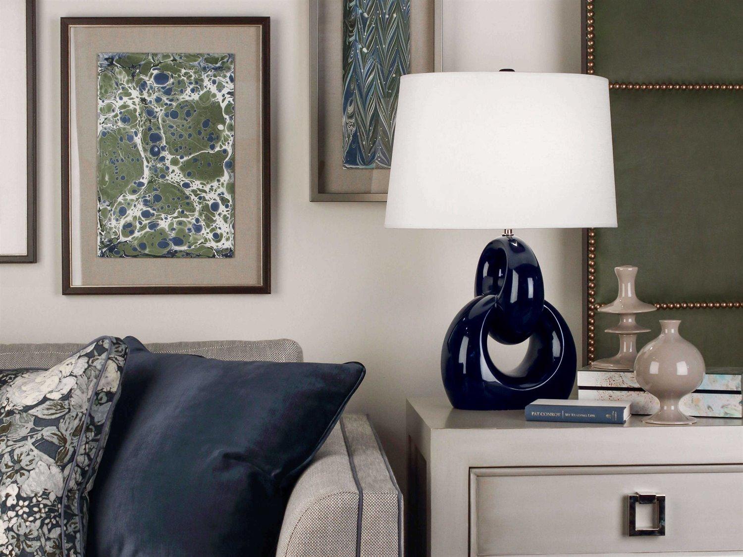 Robert Abbey Fusion Midnight Blue Glazed Polished Nickel Buffet Lamp