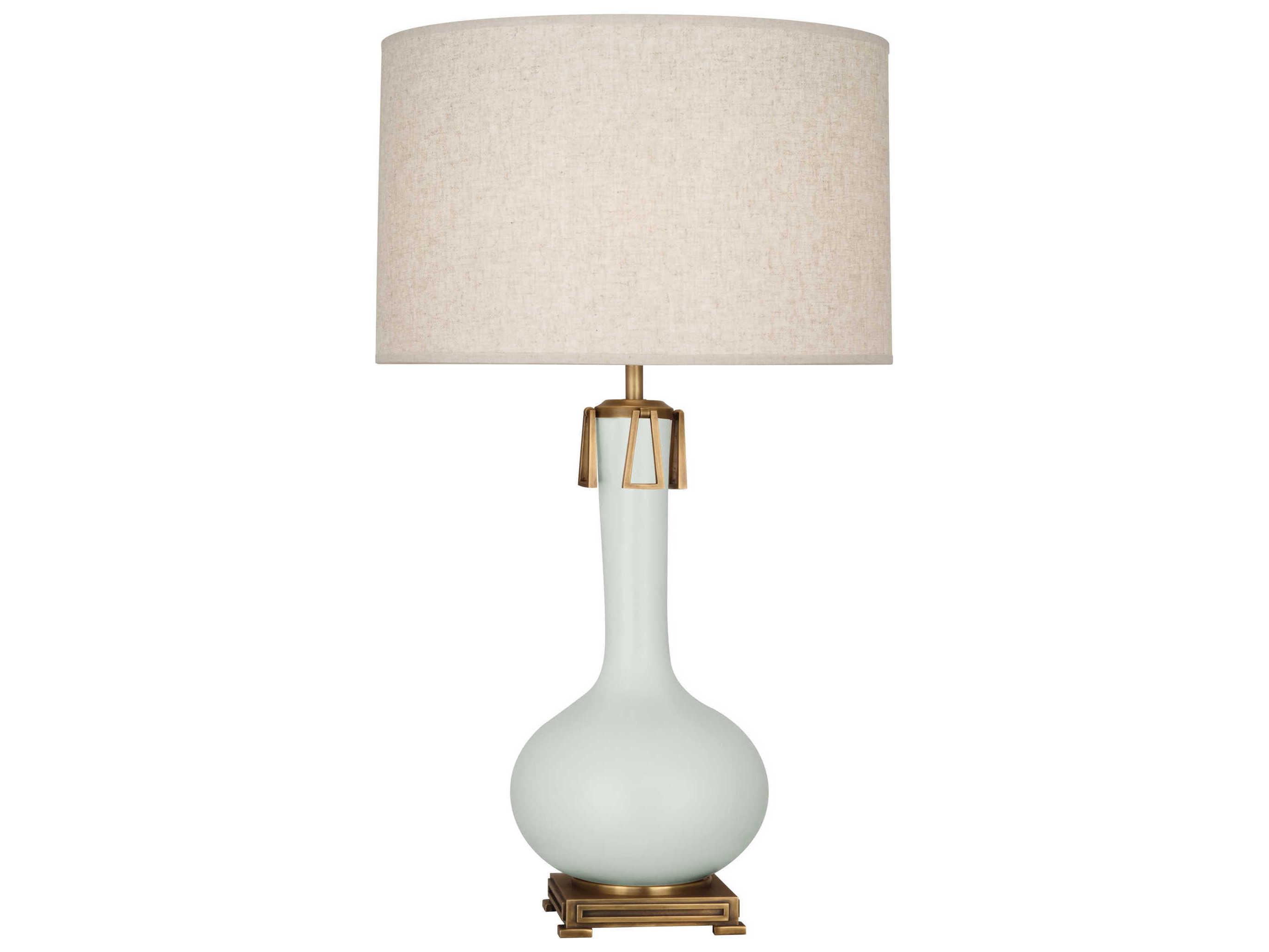 Robert Abbey Athena Matte Celadon Glazed Aged Brass Green Buffet Lamp