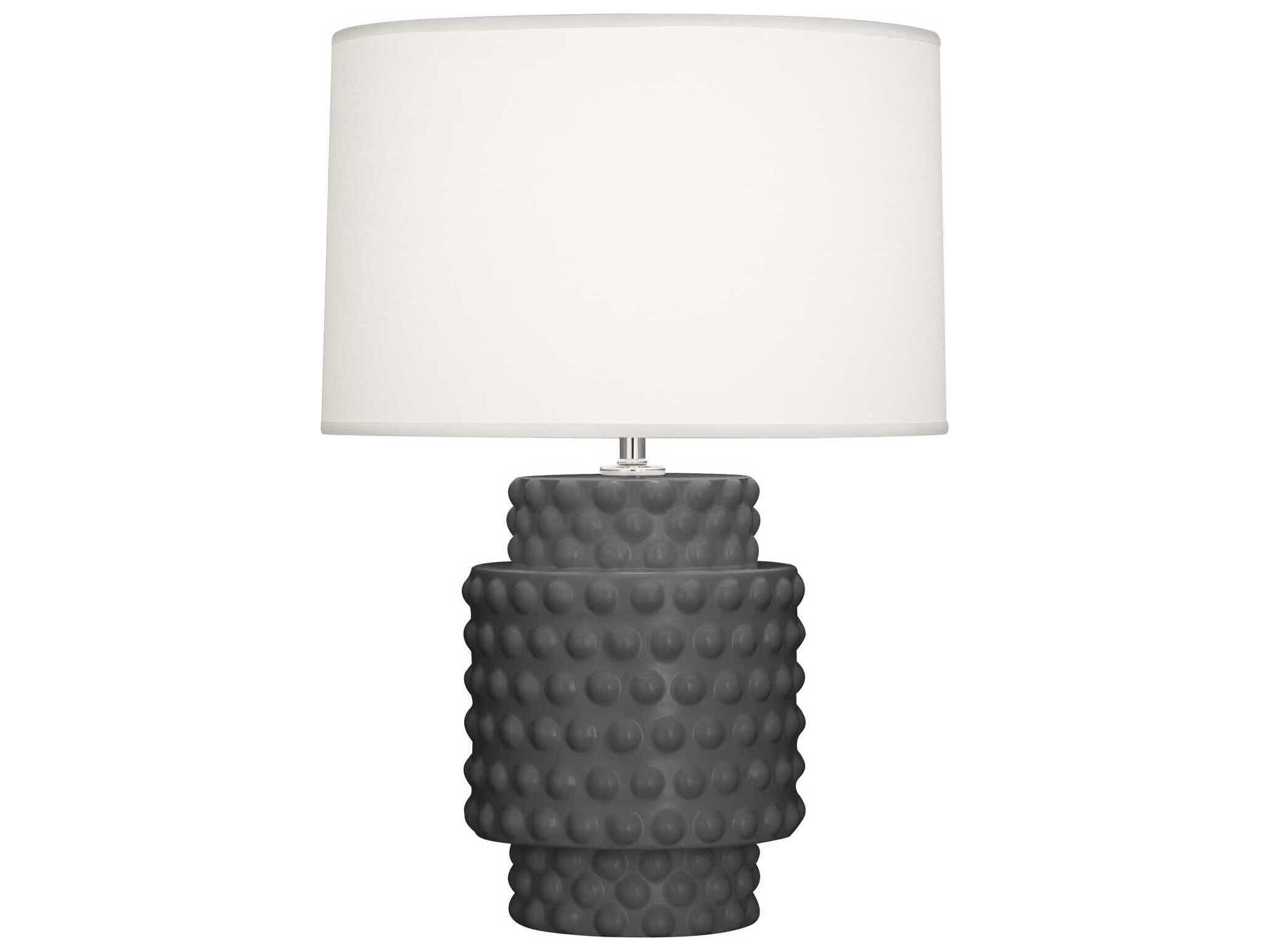 Robert Abbey Dolly Matte Ash Glazed Textured Gray Table Lamp