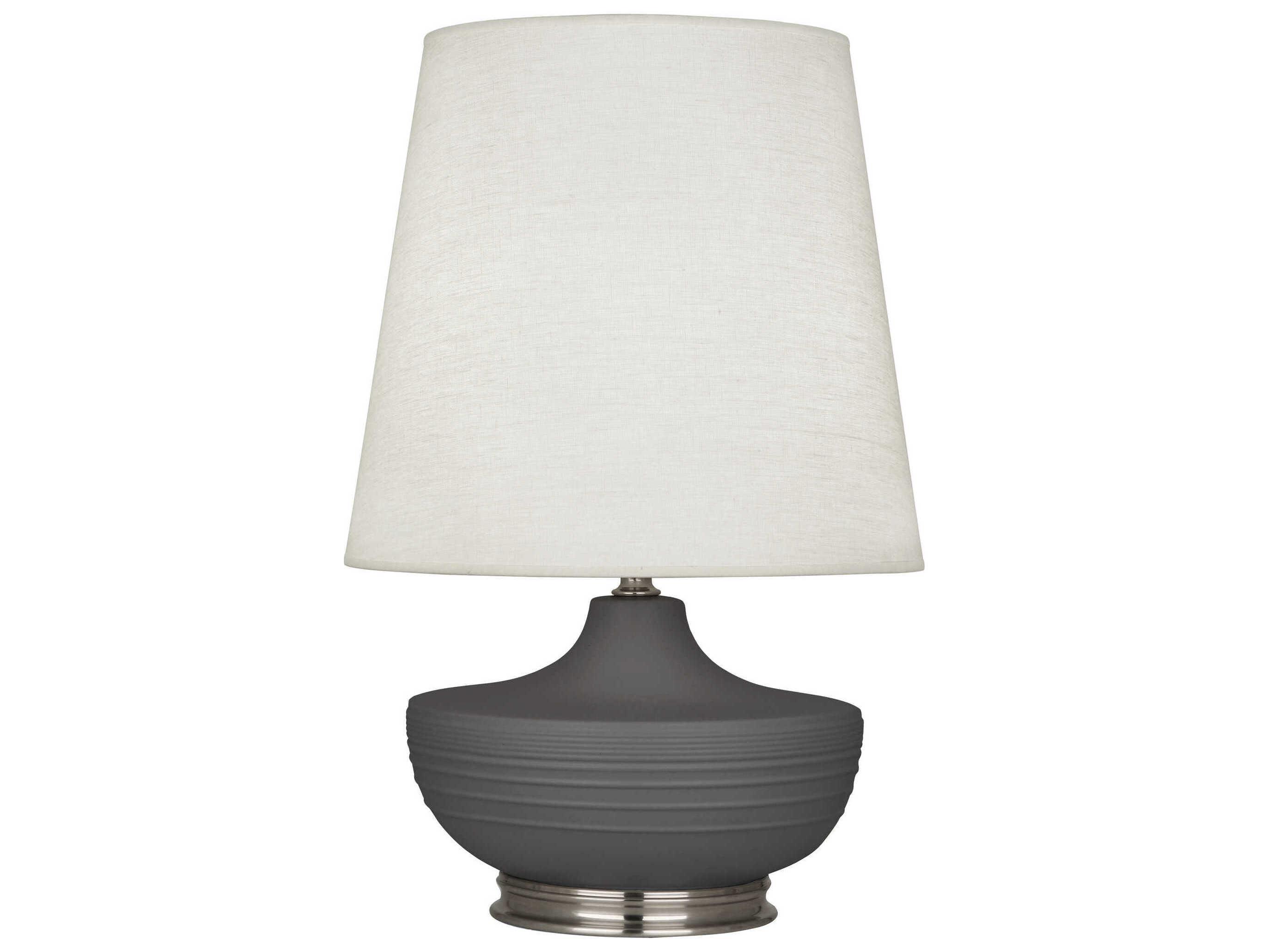 Robert Abbey Michael Berman Nolan Matte Ash Glazed Dark Antique Nickel Gray Buffet Lamp