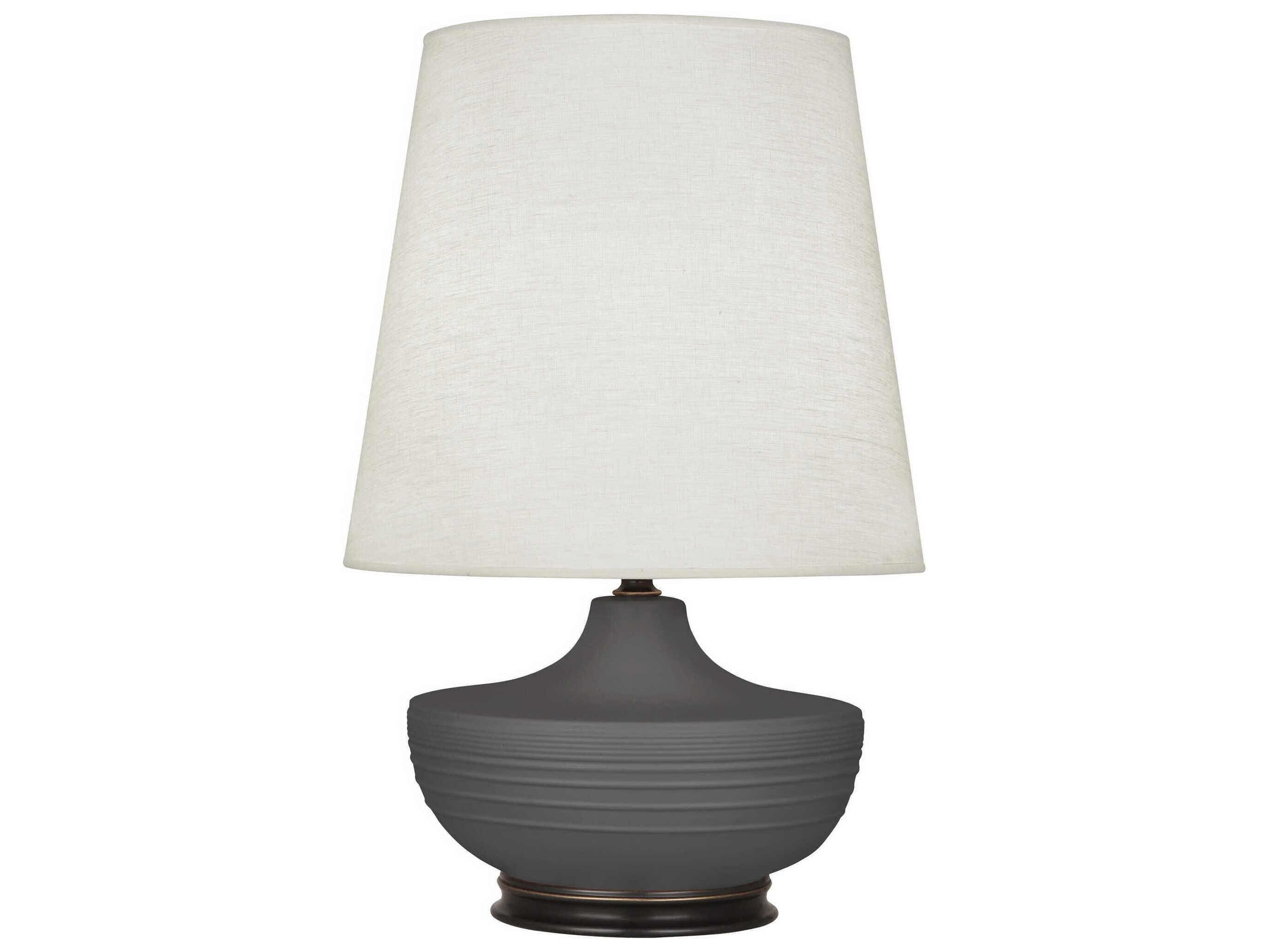 Robert Abbey Michael Berman Nolan Matte Ash Glazed Dark Antique Nickel Gray Buffet Lamp