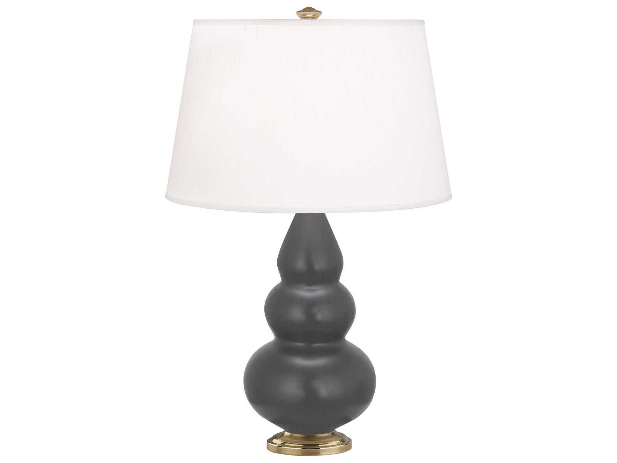 Robert Abbey Small Triple Gourd Matte Ash Glazed Gray Table Lamp